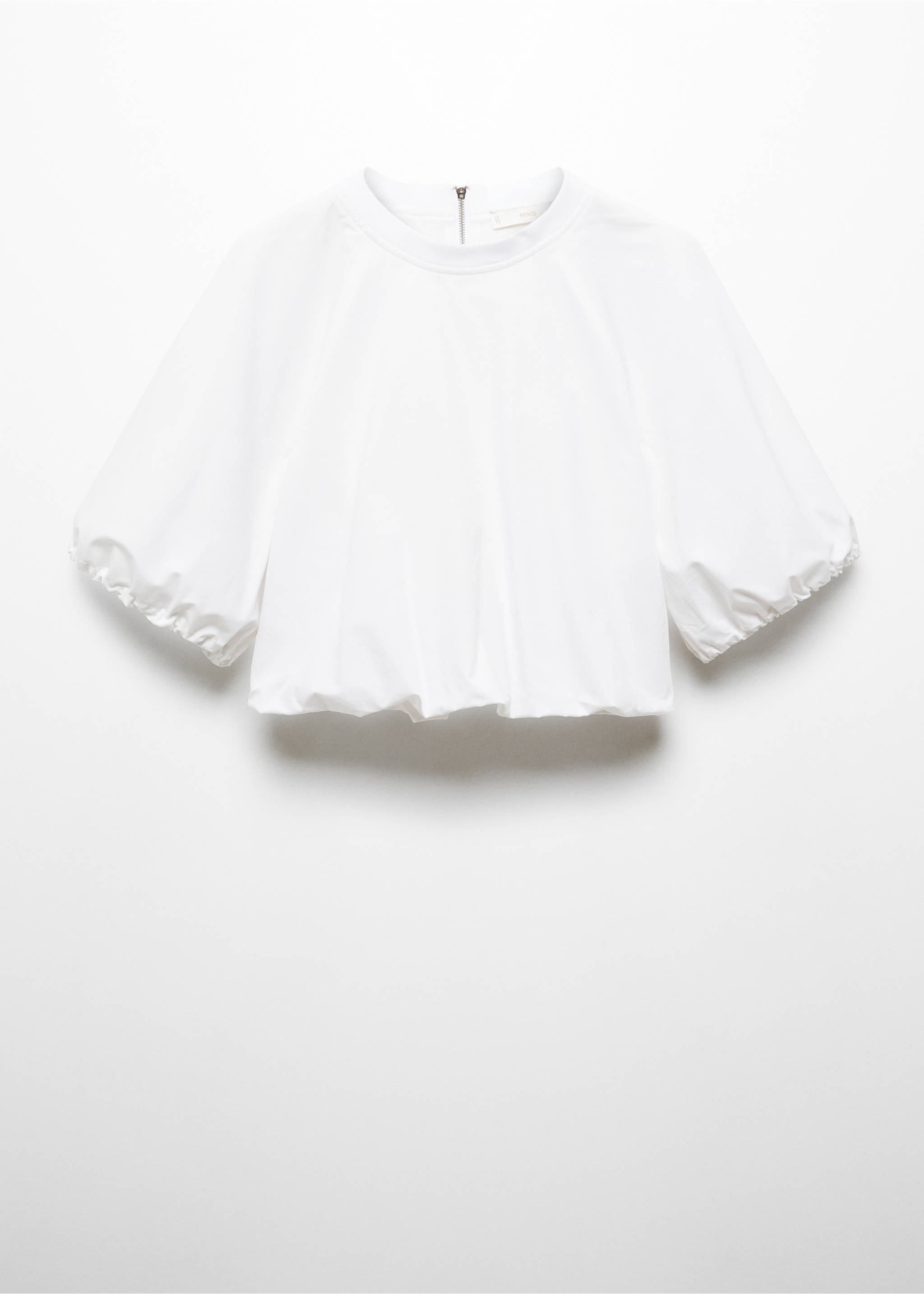 퍼프 소매 블라우스 - 모델 없는 상품, 화이트. Ref: 67037123-00.