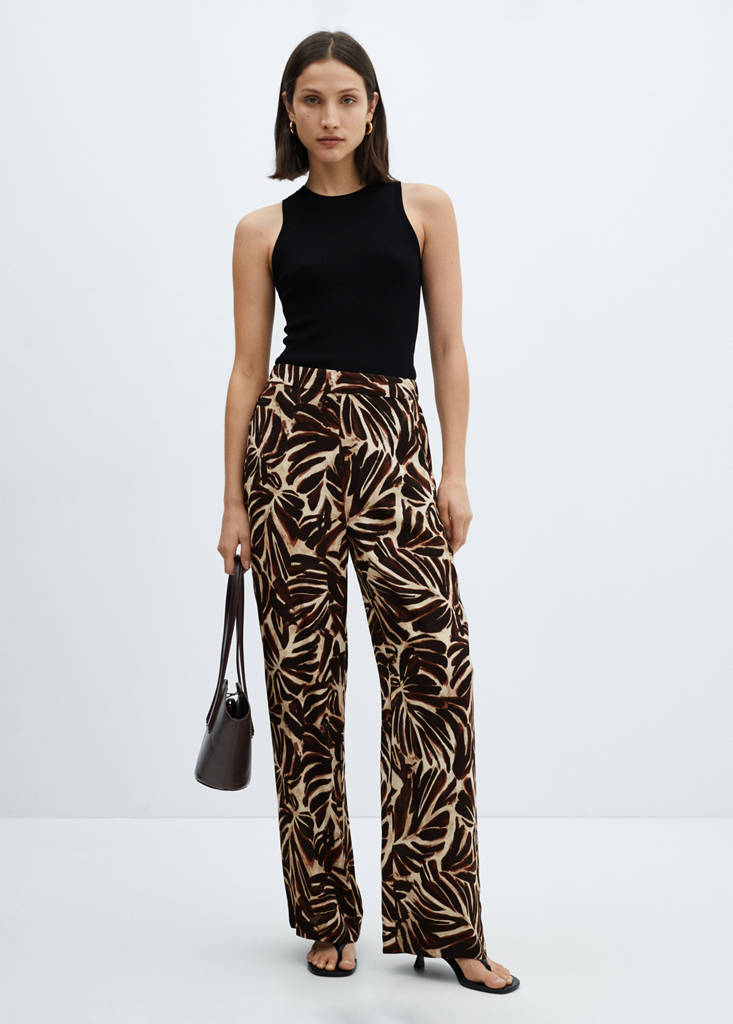 Flowy printed trousers — Ecru