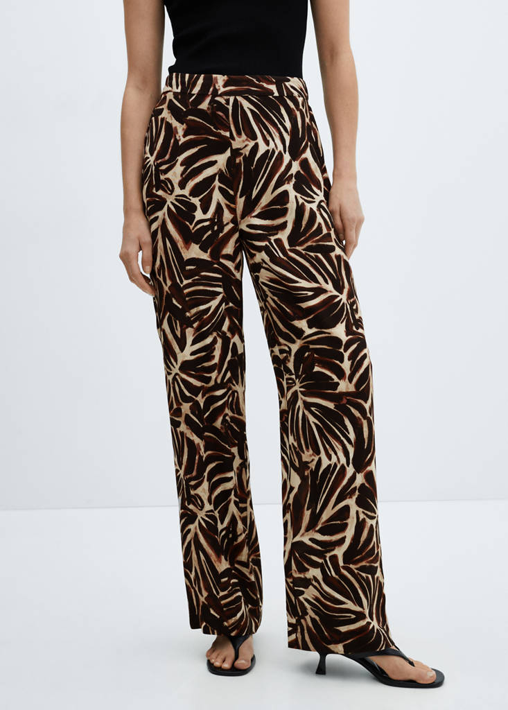 Flowy printed trousers — Ecru