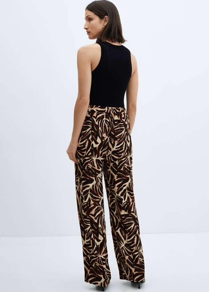 Flowy printed trousers — Ecru