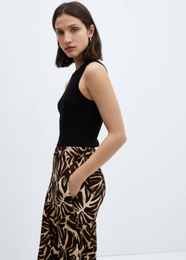 Flowy printed trousers — Ecru