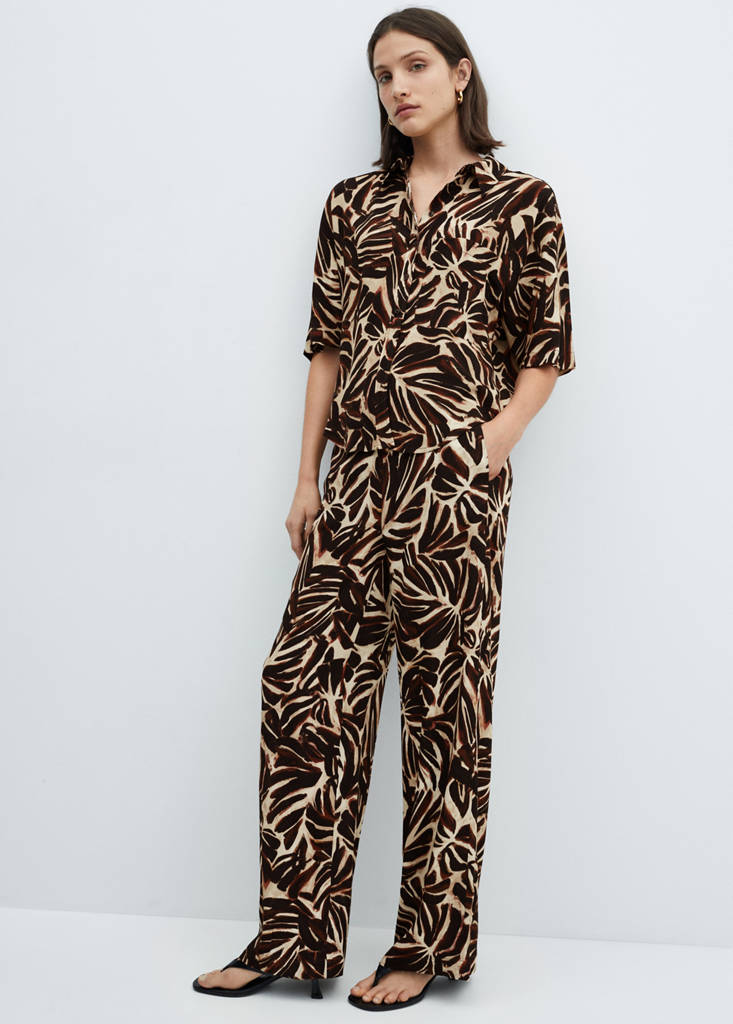 Flowy printed trousers — Ecru