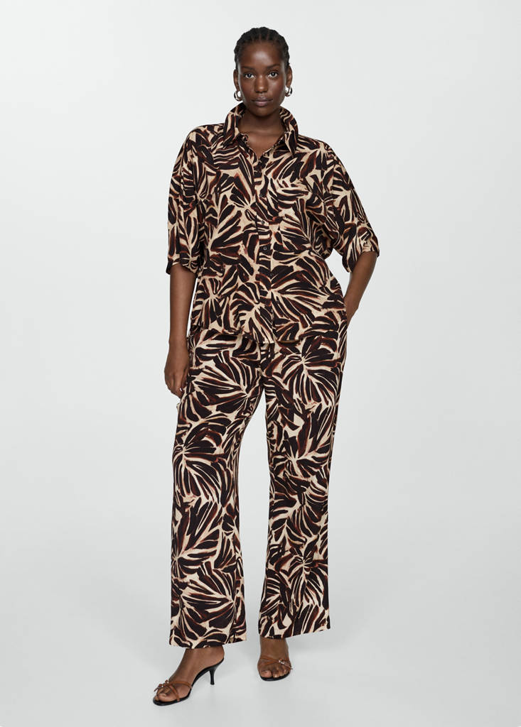 Flowy printed trousers — Ecru