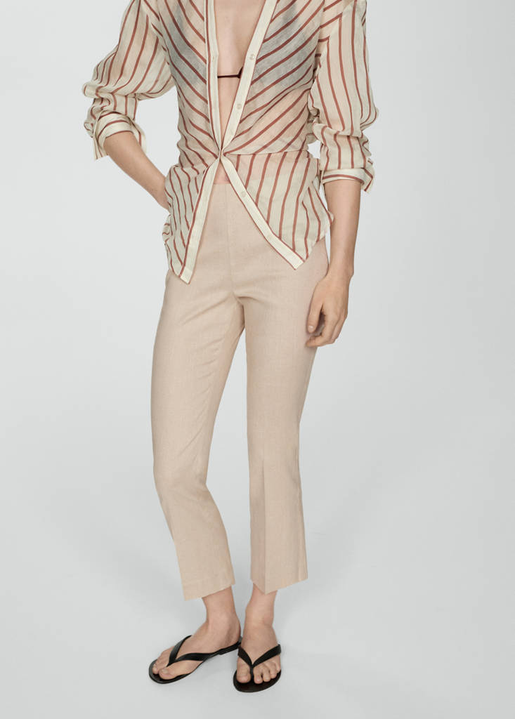 Linen flared trousers — Beige