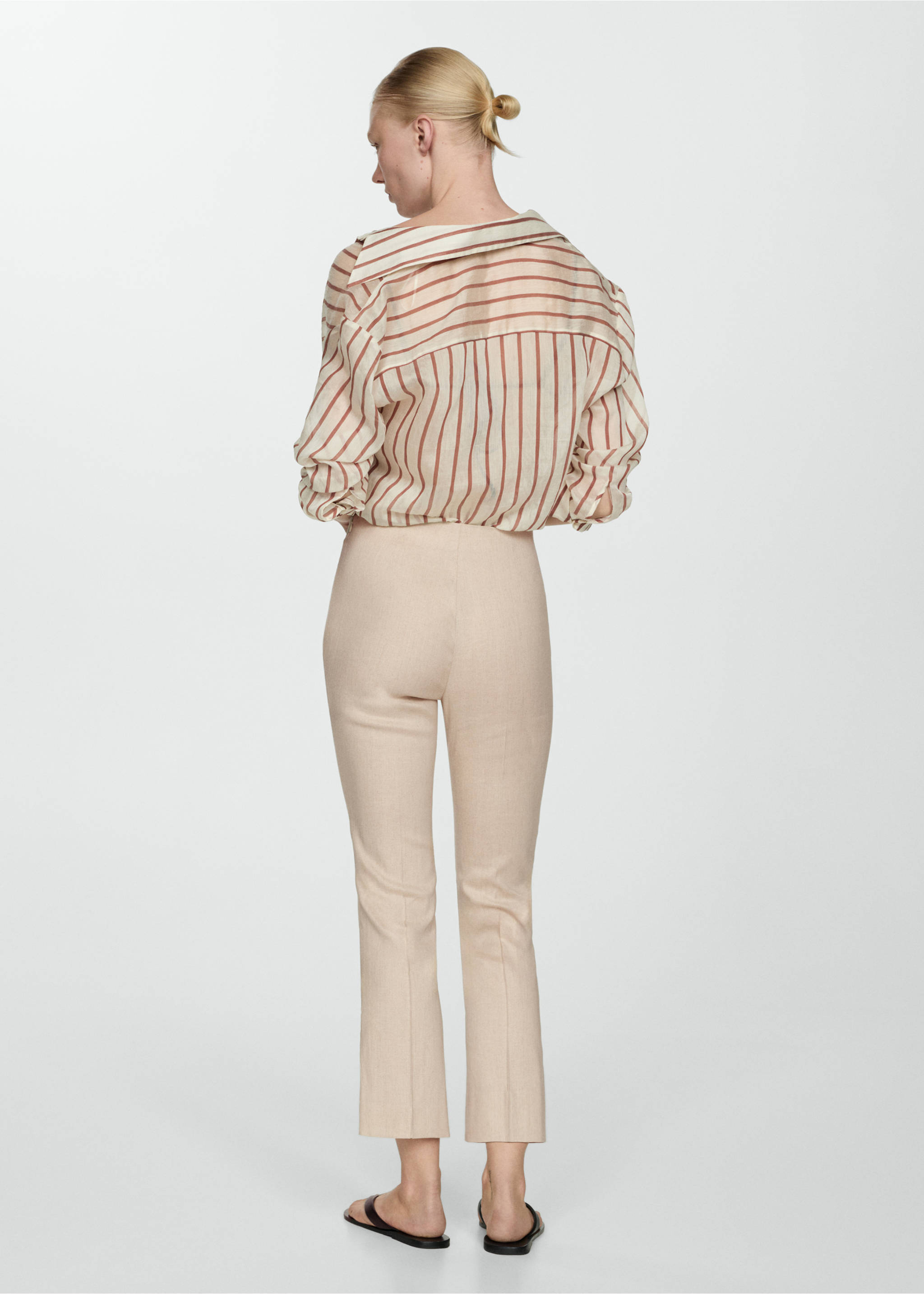 Pantalon flare lin - Verso de l’article, Beige. Ref: 67037125-00.