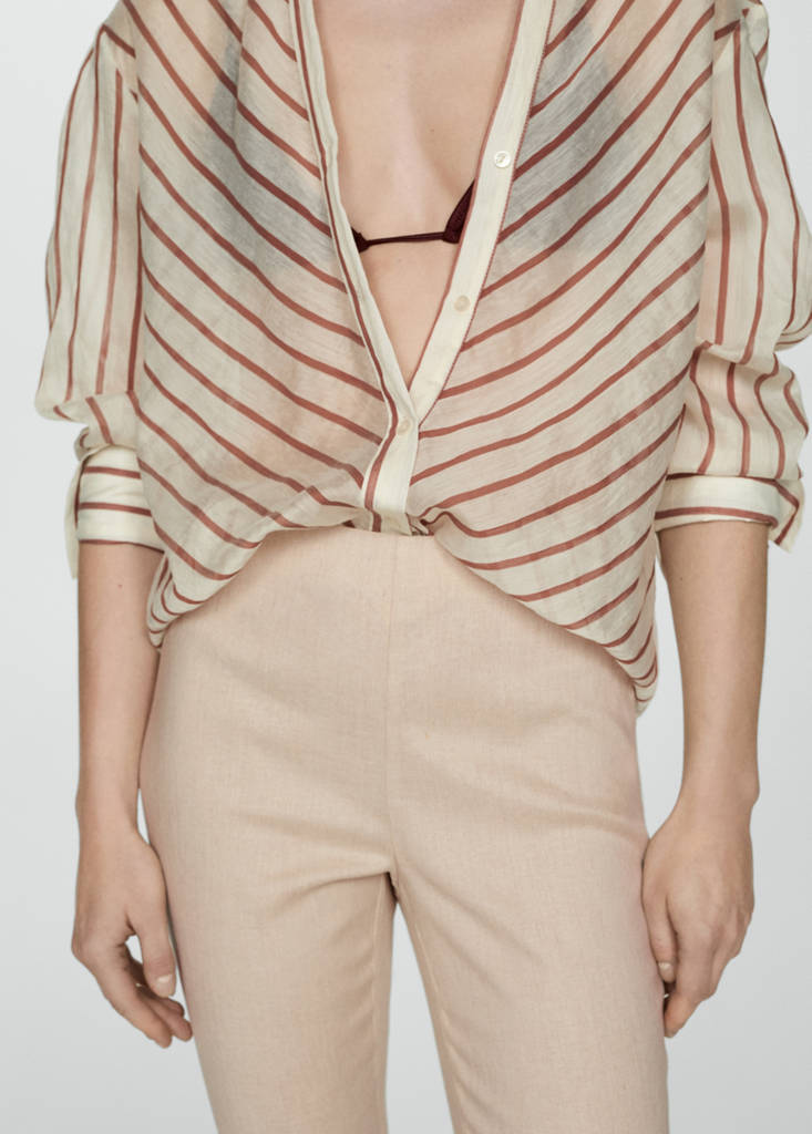 Linen flared trousers — Beige