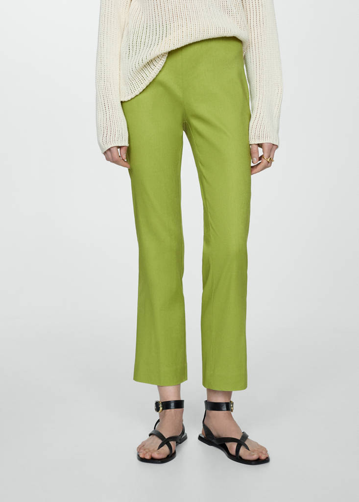 Linen flared trousers — Green