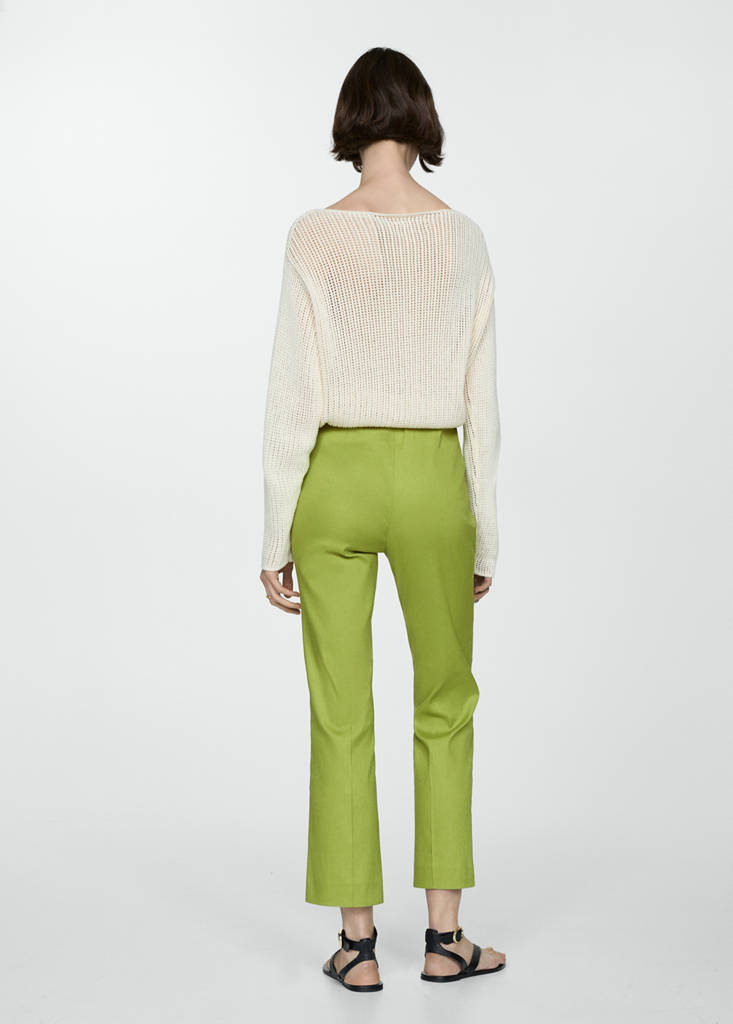 Linen flared trousers — Green