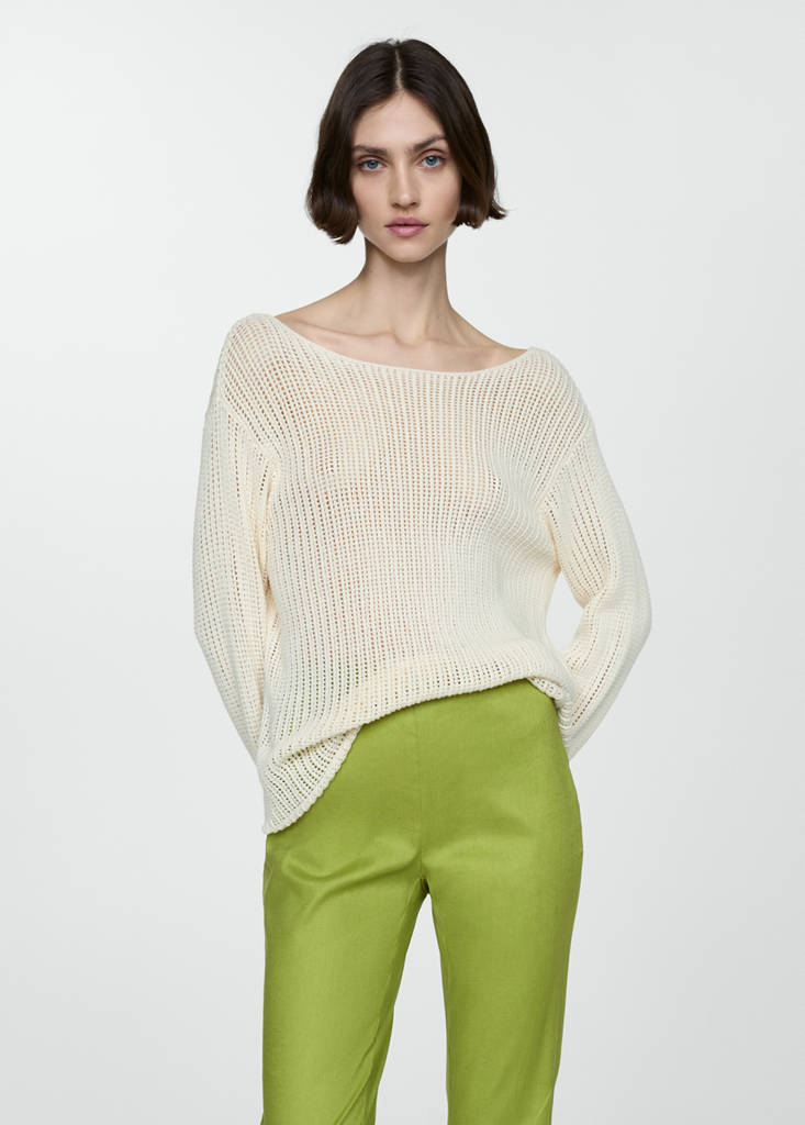 Linen flared trousers — Green