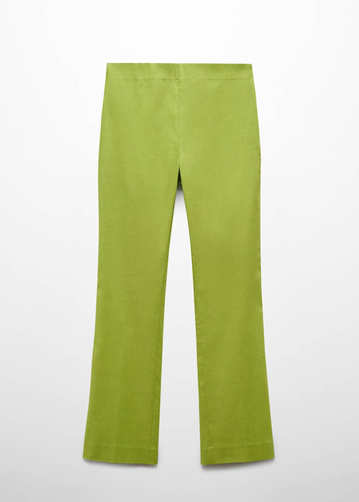 Linen flared trousers — Green