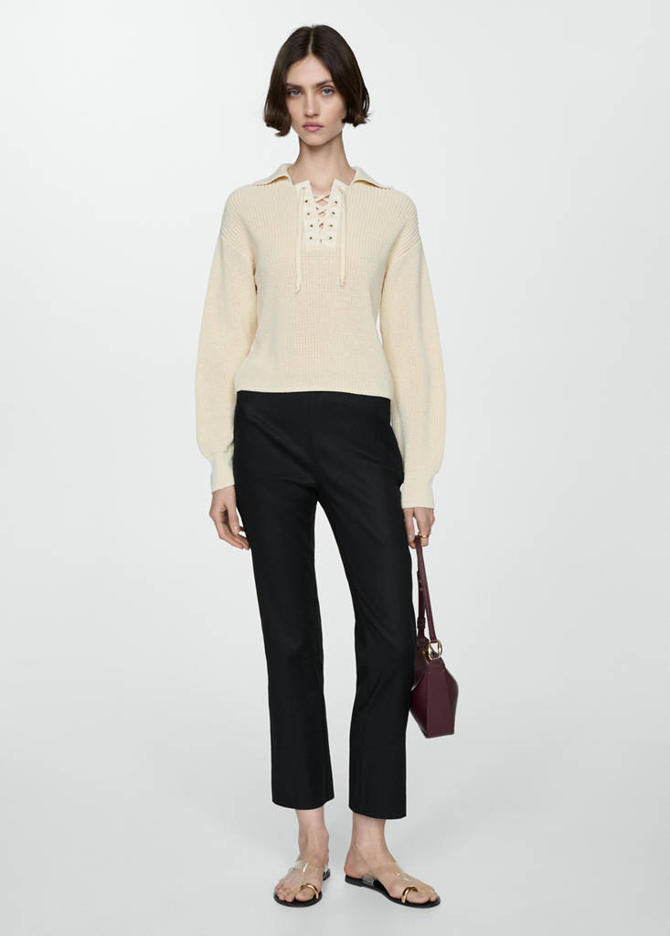 Linen flared trousers — Black