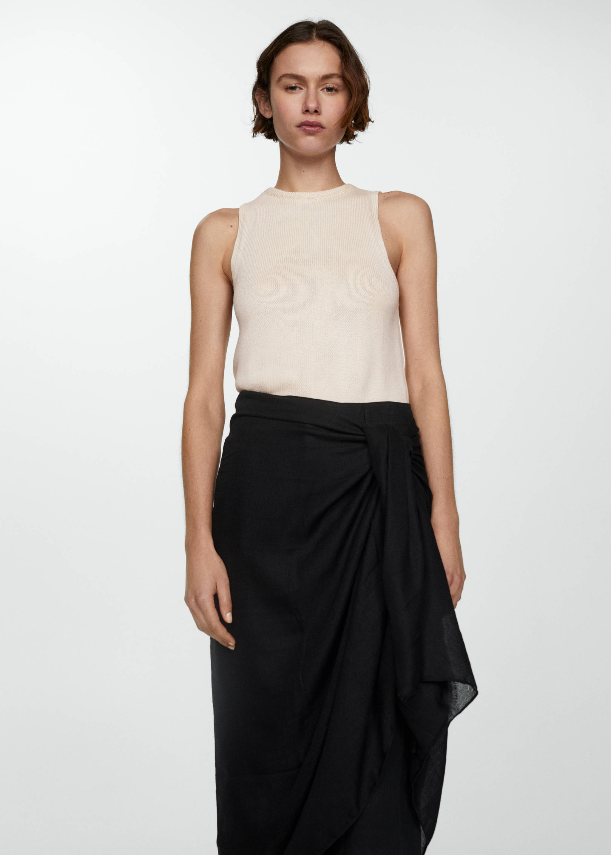 Cotton-blend knit top - Medium plane