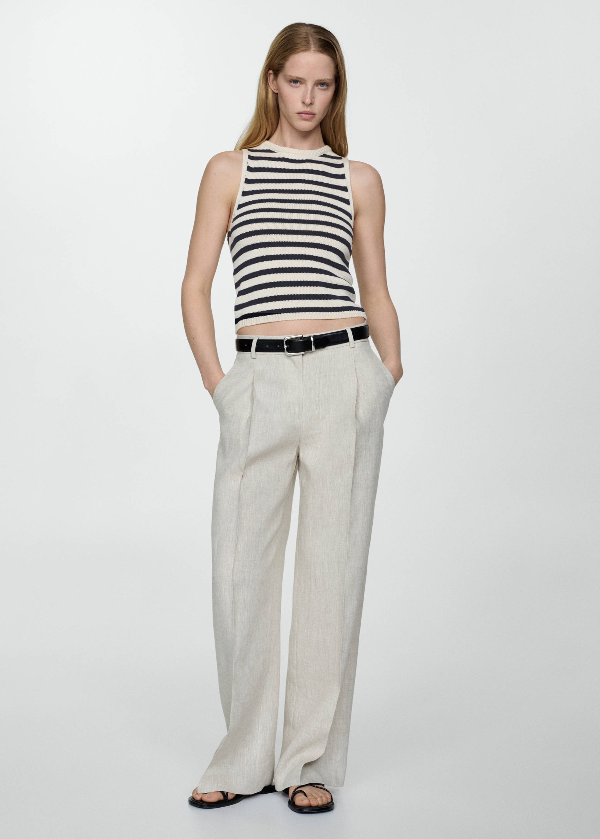 Cotton-blend knit top - General plane