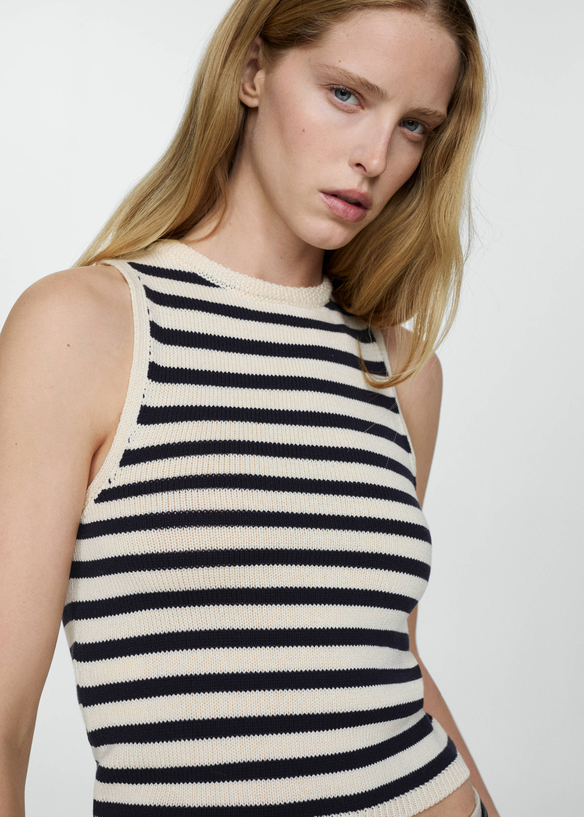 Cotton-blend knit top - Details of the article 1