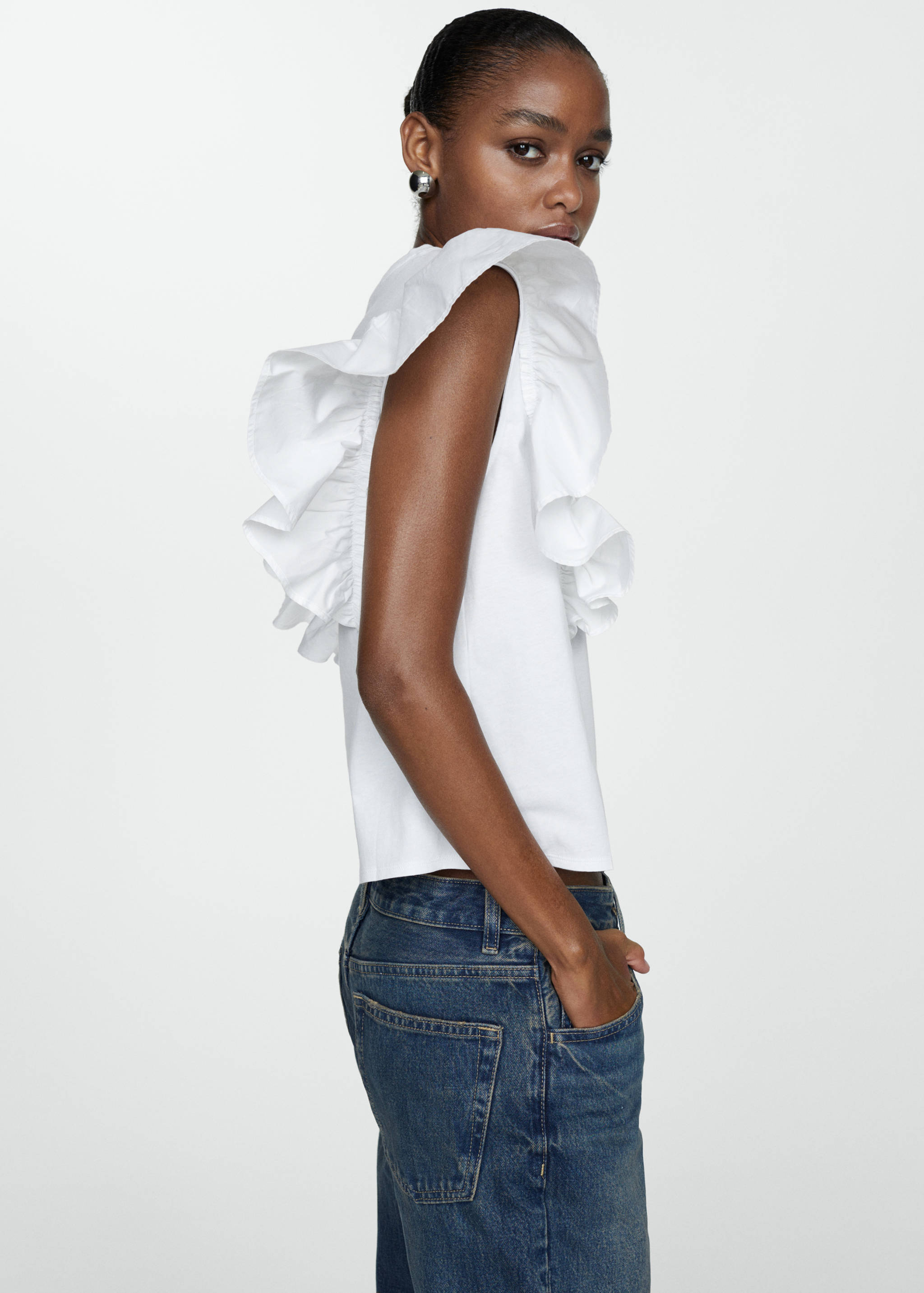 100% cotton t-shirt with ruffles - Medium plane