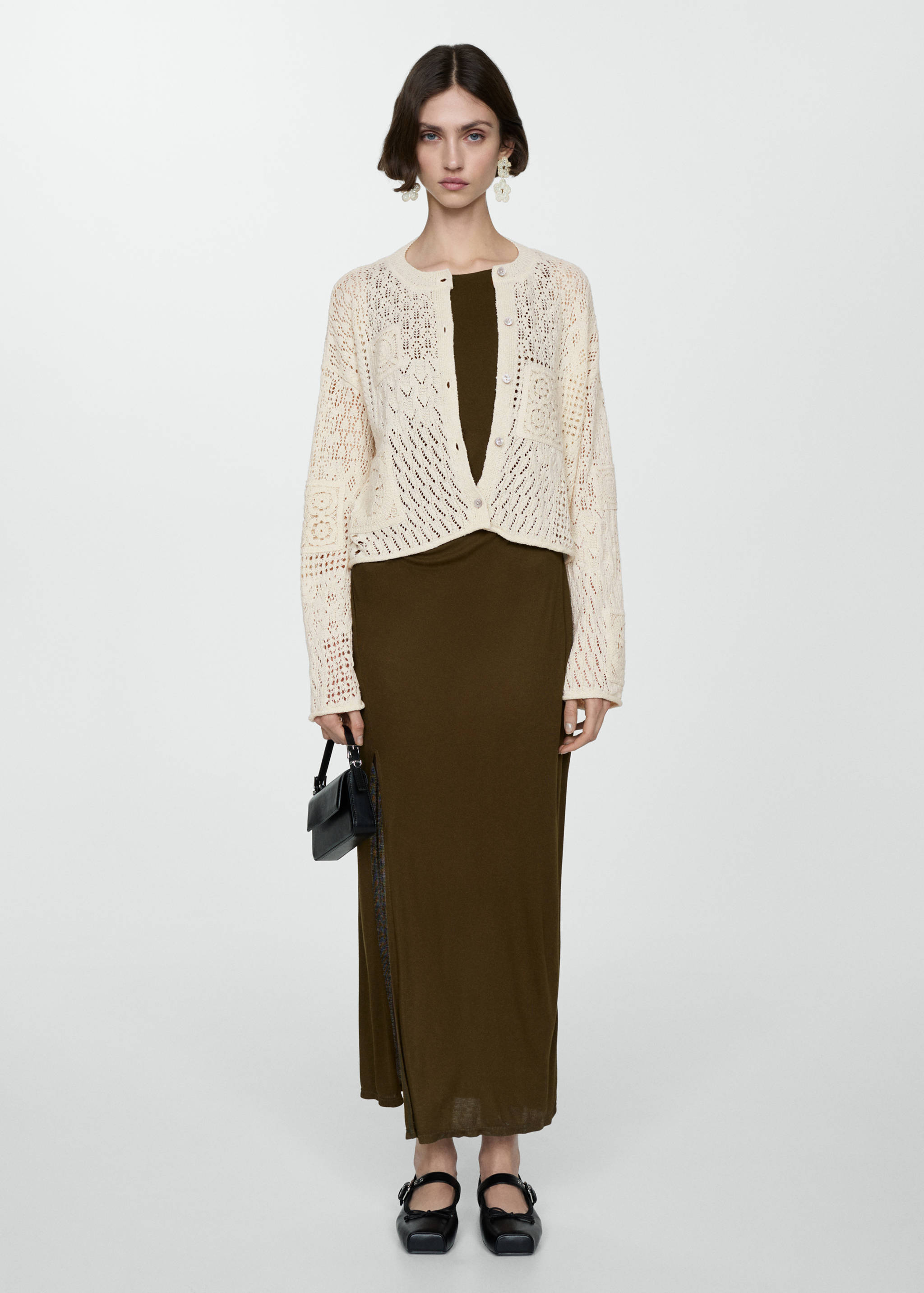 Openwork cardigan with buttons - General plane