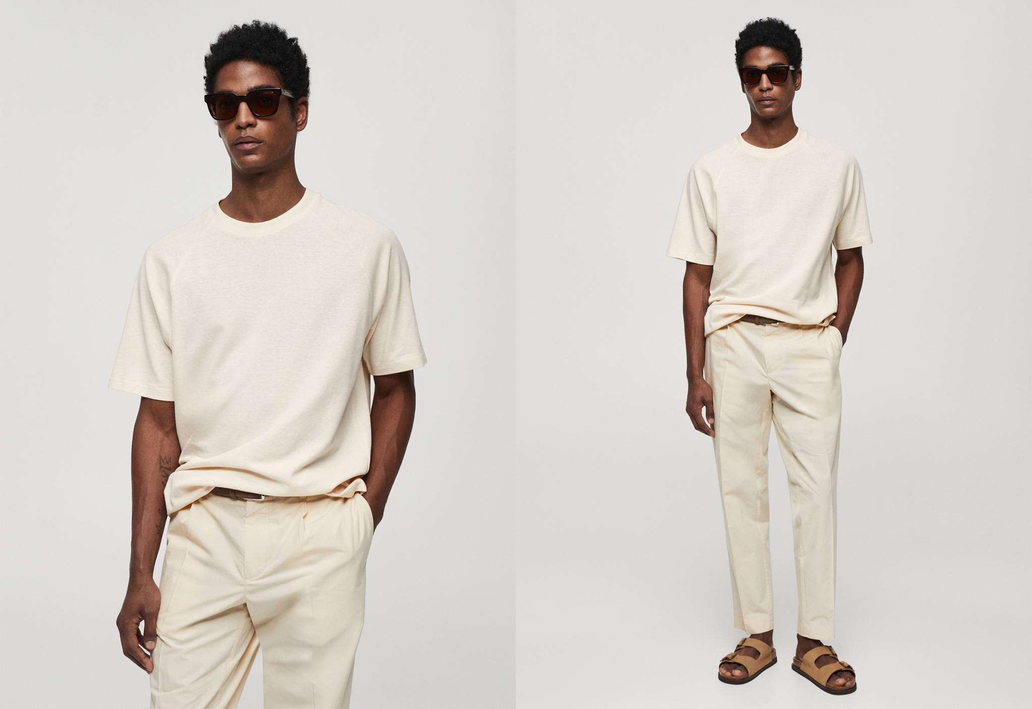 T-shirt de algodão relaxed fit - Plano panorâmico