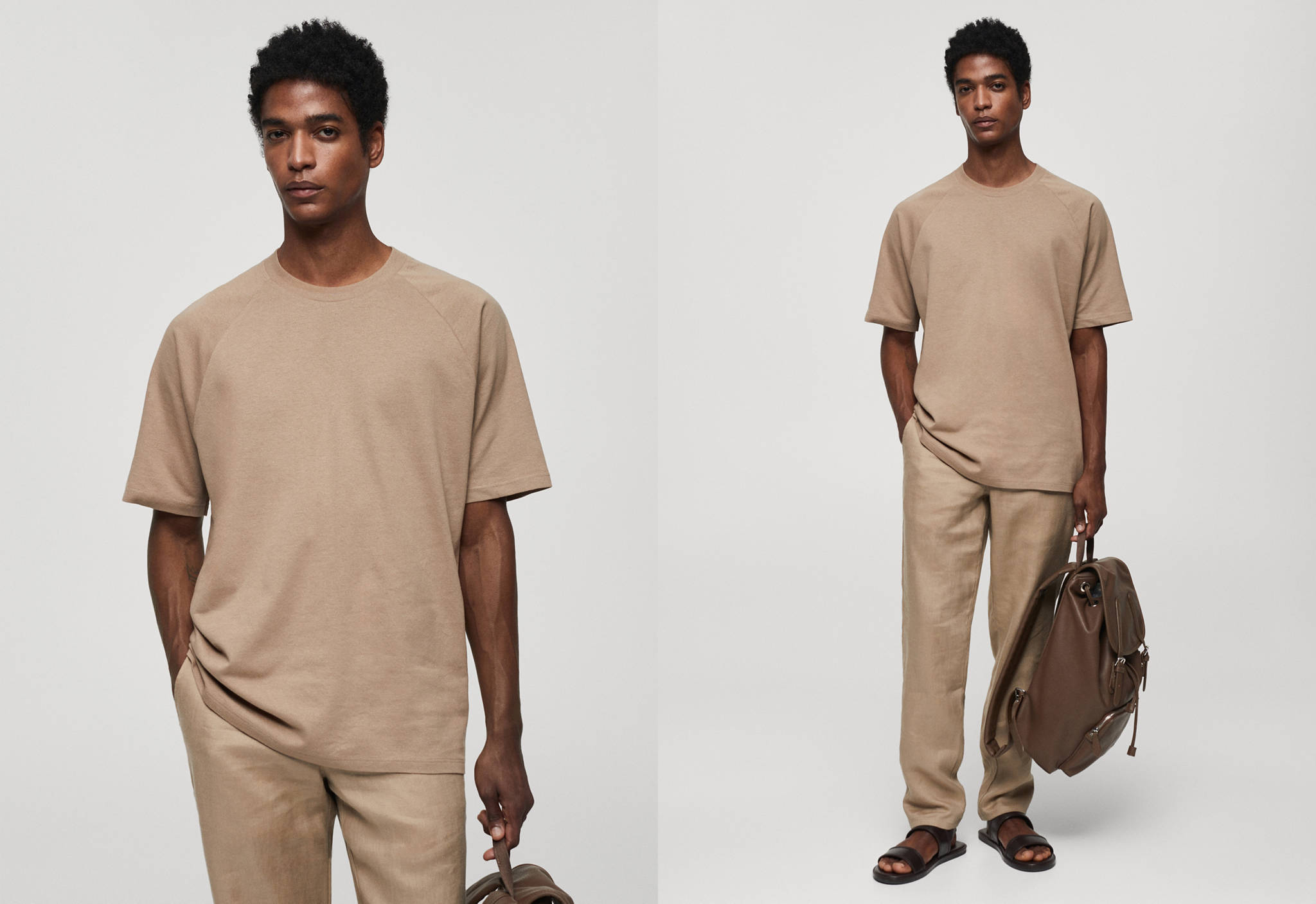 T-shirt de algodão relaxed fit - Plano panorâmico