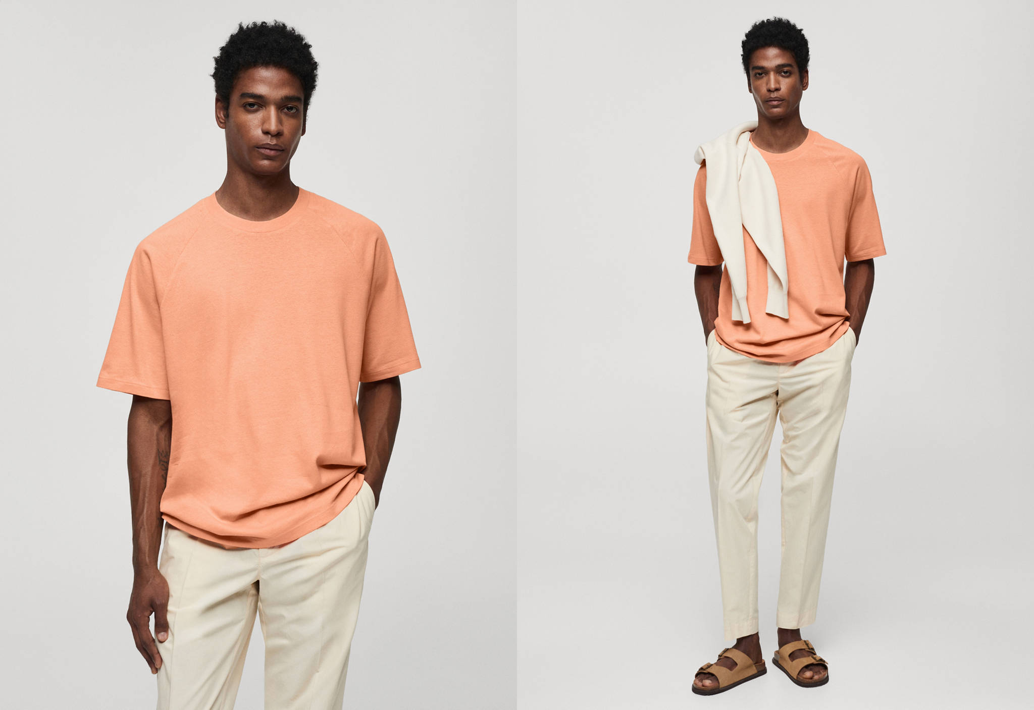 T-shirt de algodão relaxed fit - Plano panorâmico