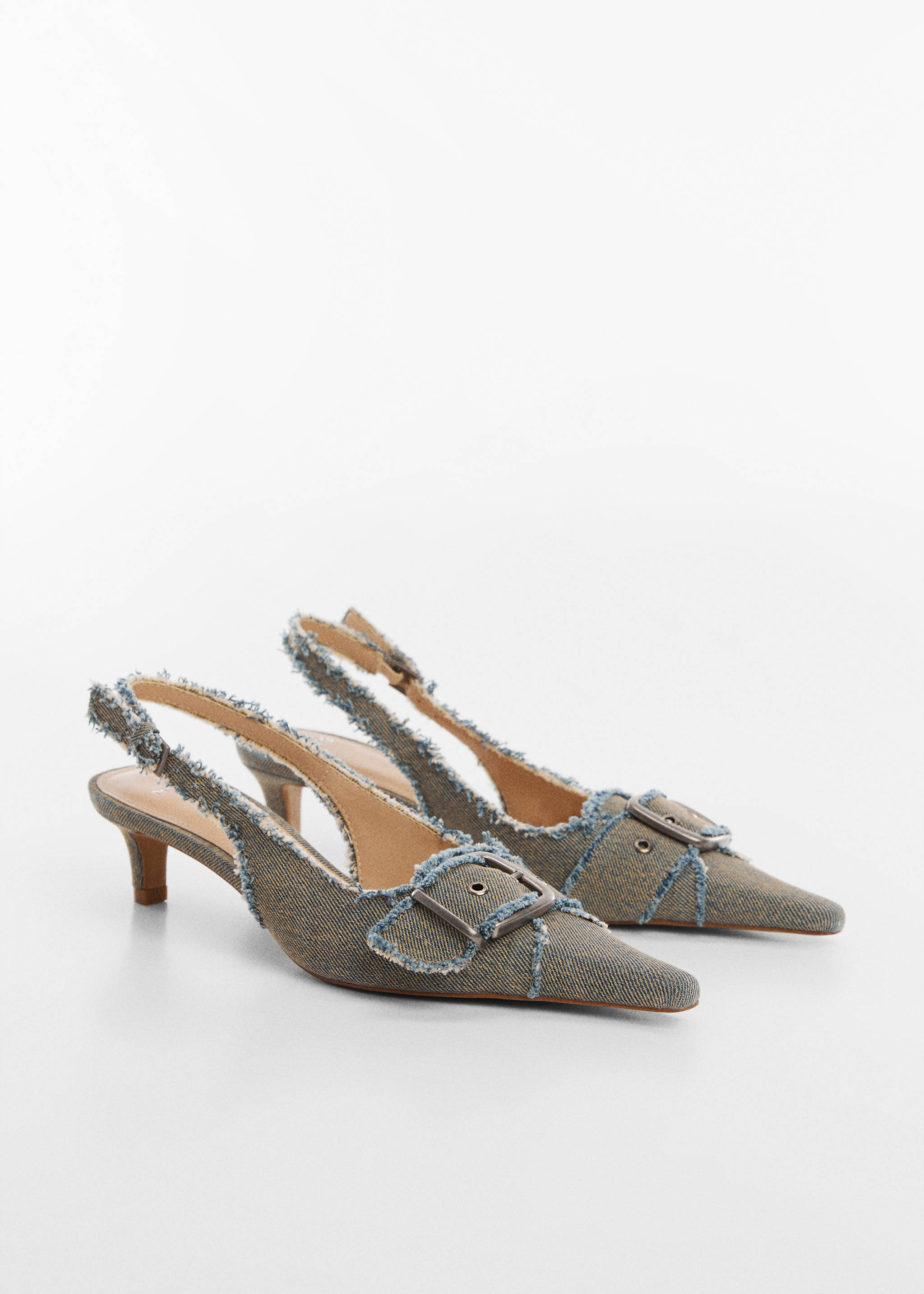 Slingback denim shoes with buckle - Medium plane