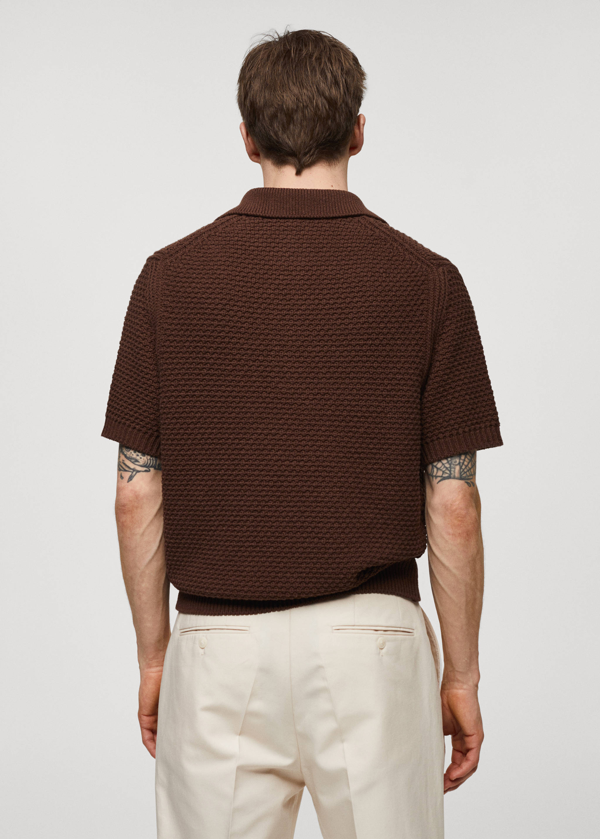 100% cotton braided knitted polo shirt - Reverse of the article