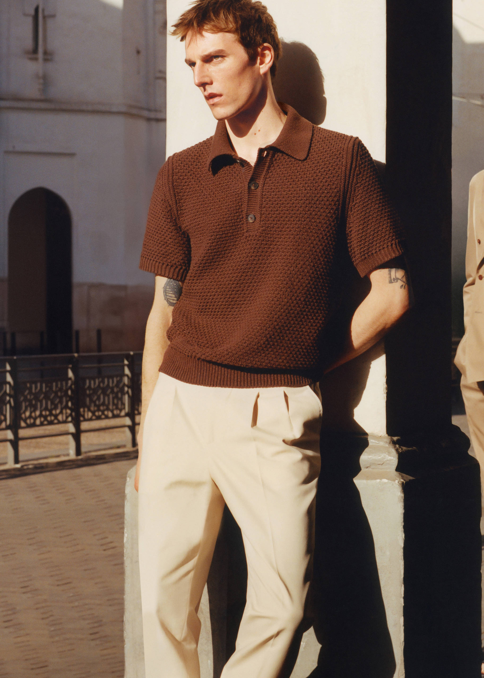 100% 全棉编织针织 Polo 衫 - null