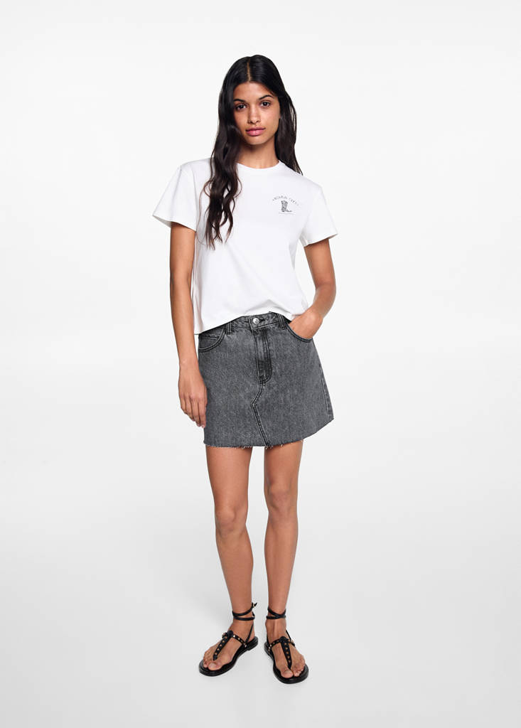 MANGO TEEN - Minijupe en jean gris denim - XXS - Fille Teen