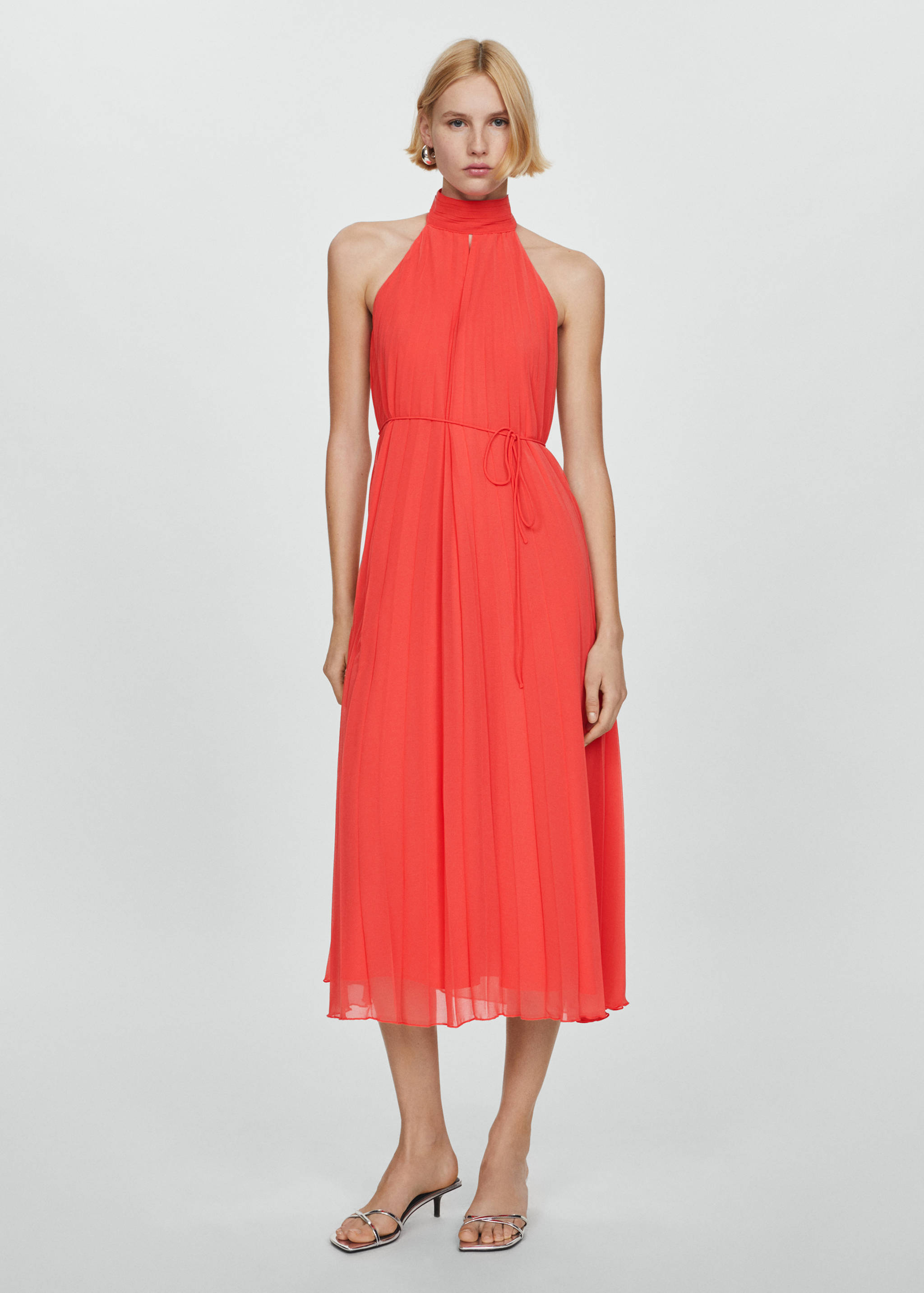 Pleated halter neck dress - General plane