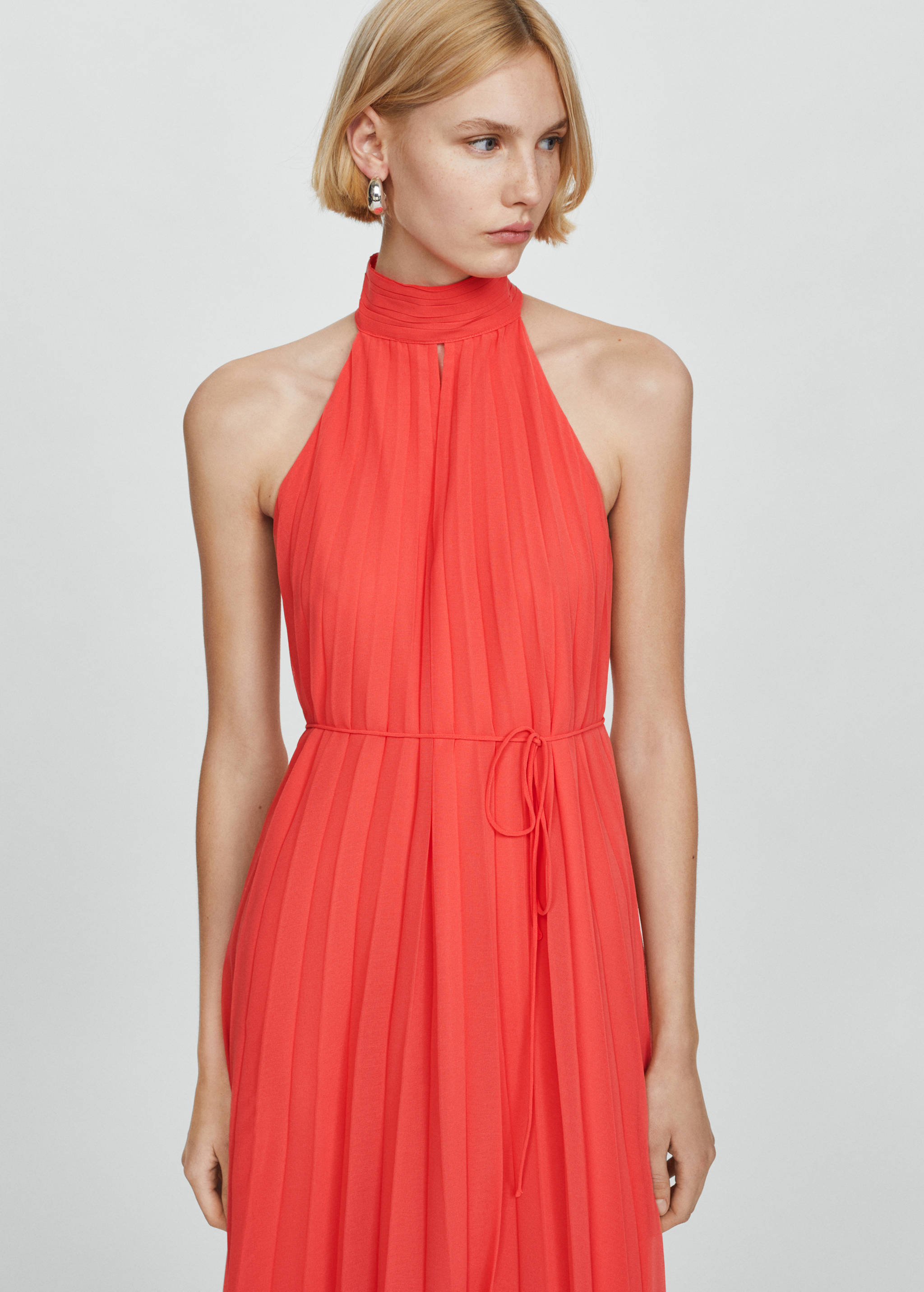 Pleated halter neck dress - Medium plane