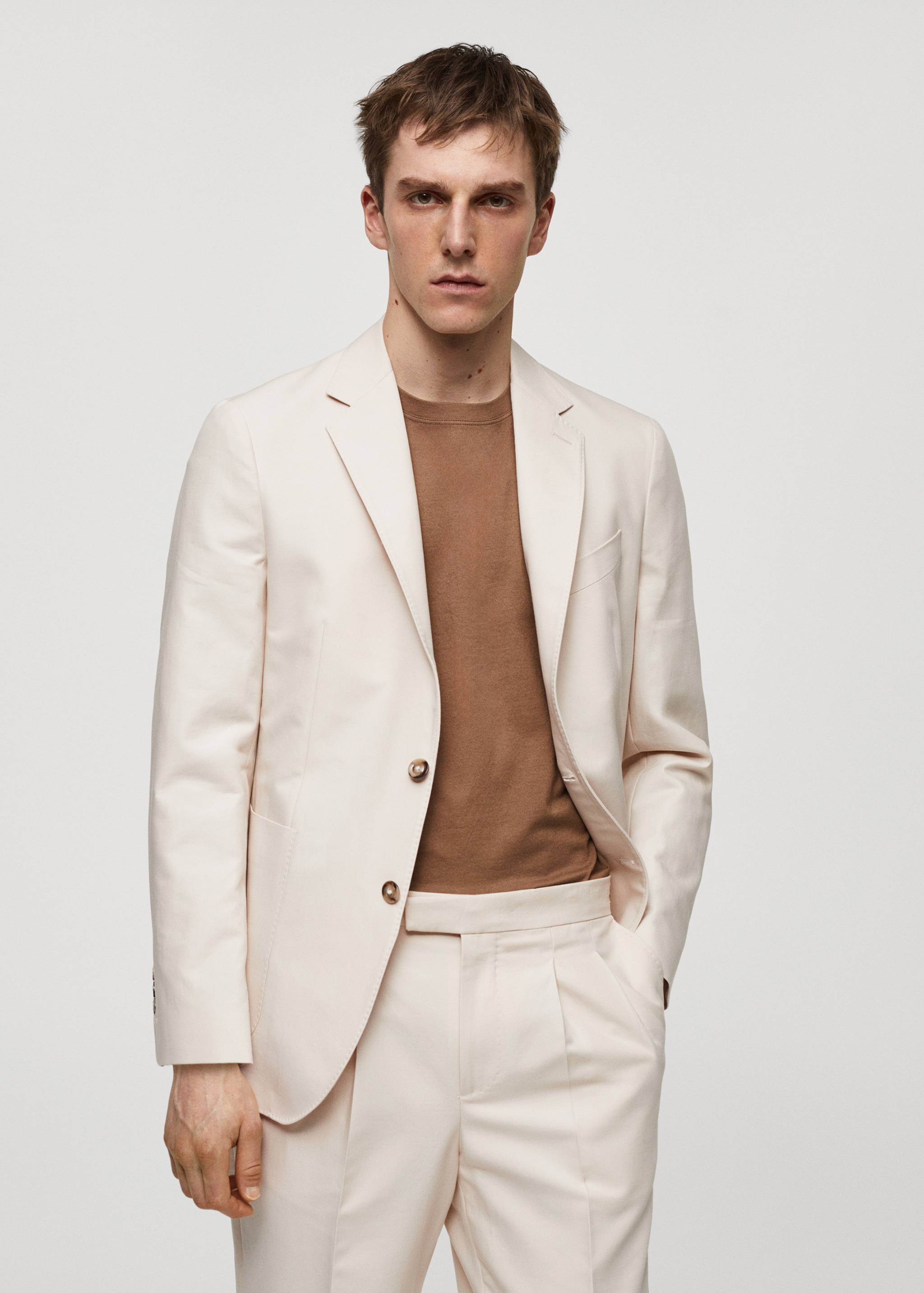 100% cotton slim-fit suit jacket - Medium plane