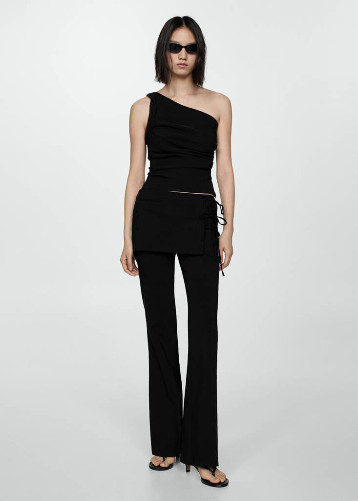 Trousers with ties — Black