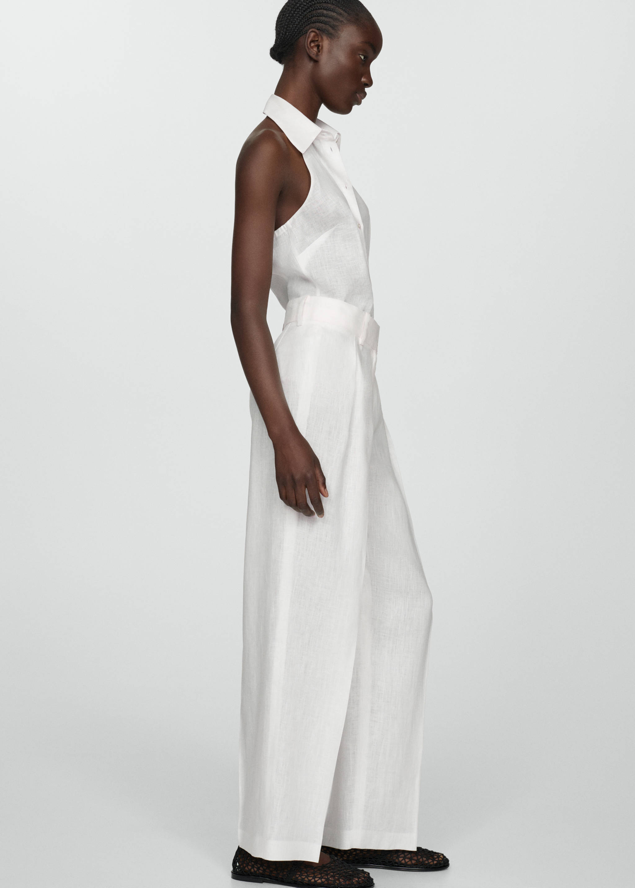 100% linen wide leg trousers - Details of the article 2