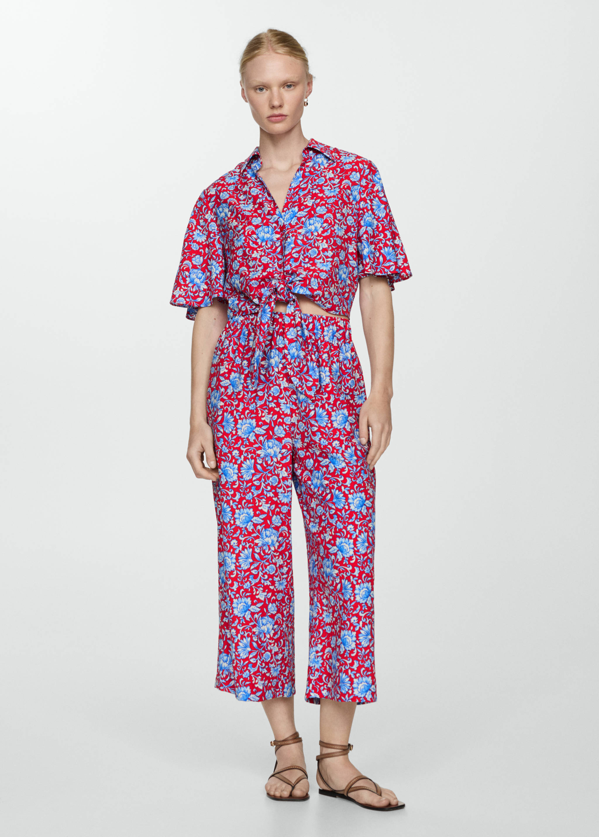 Floral print culotte trousers - General plane