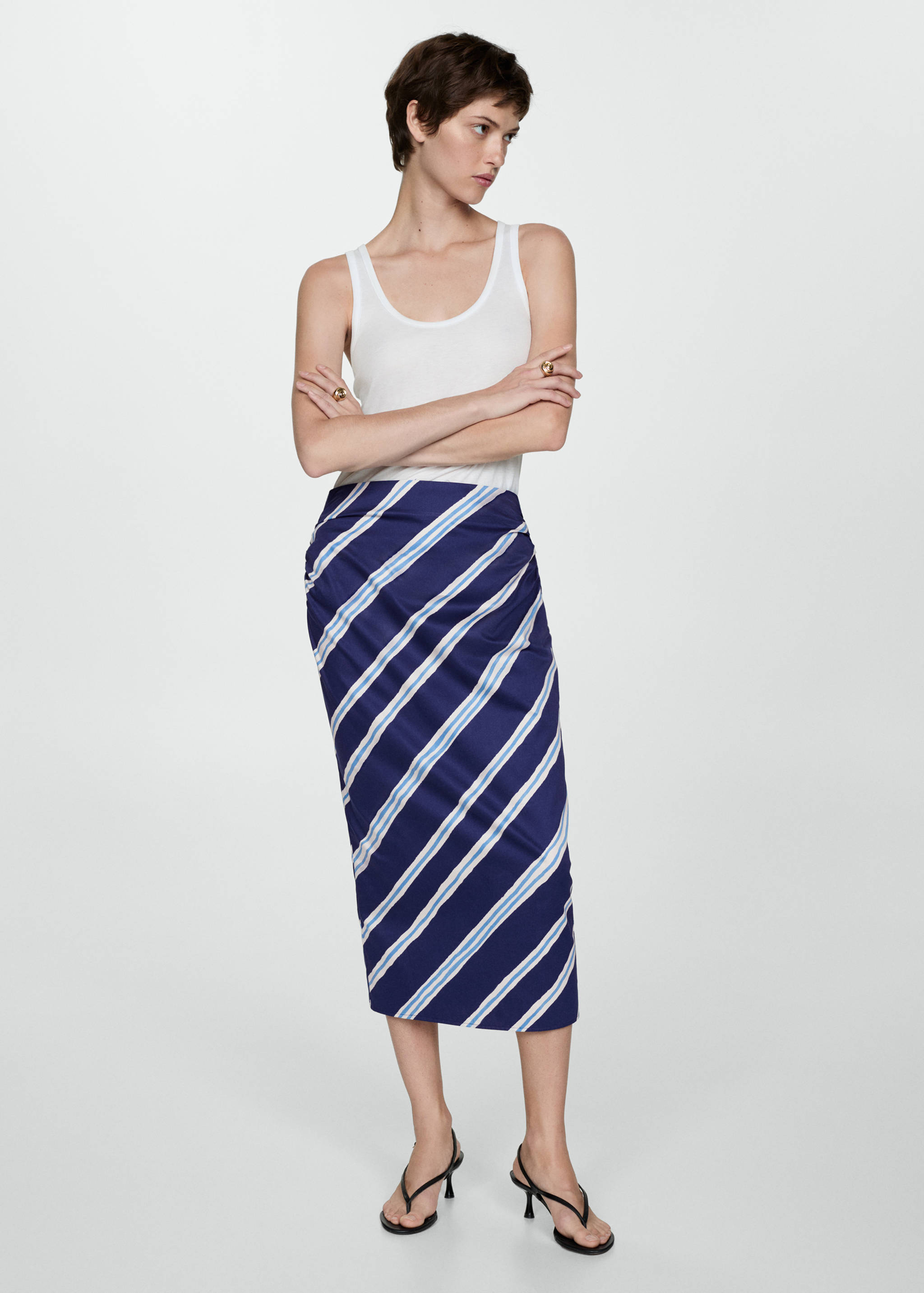 Slit striped skirt - General plane