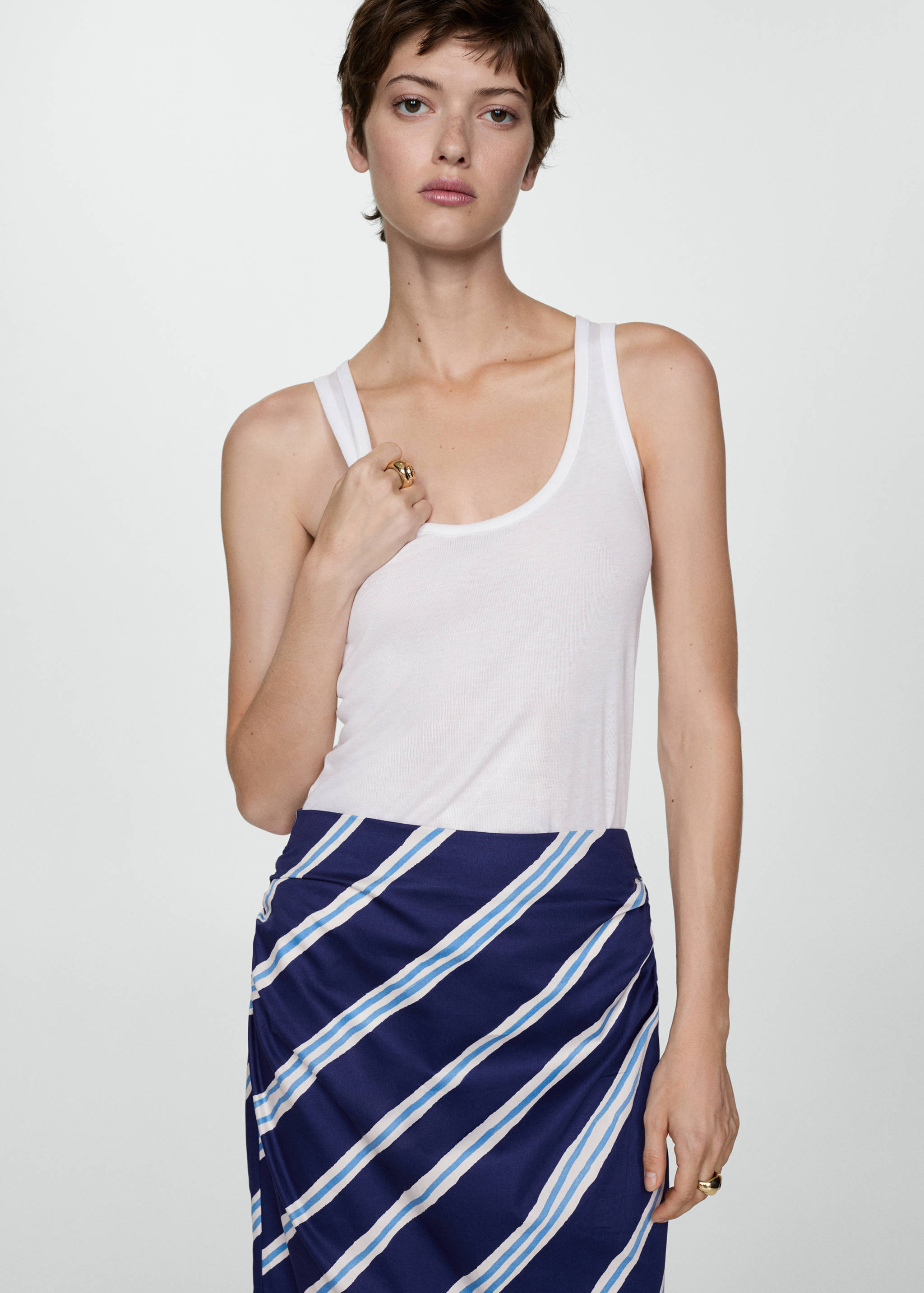 Slit striped skirt - Details of the article 1