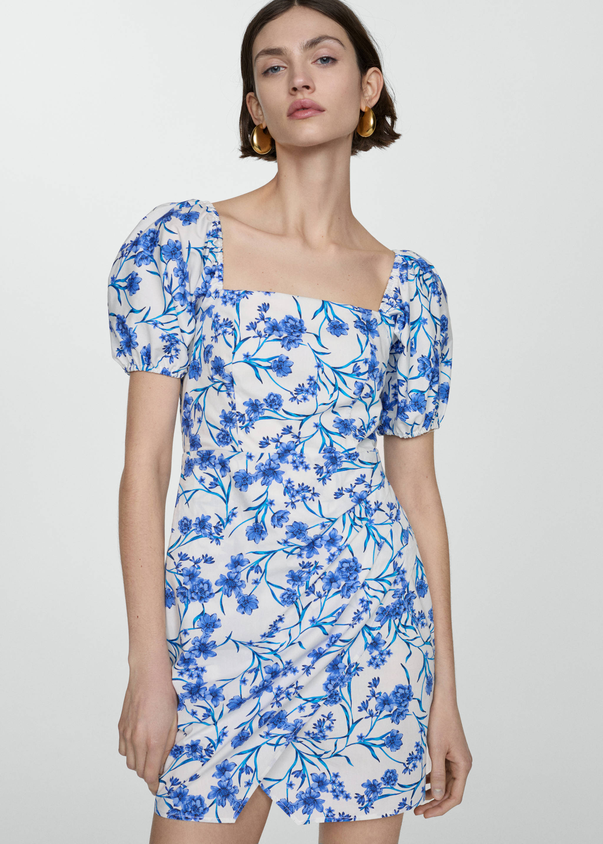 Printed dress with balloon sleeves - Medium plane