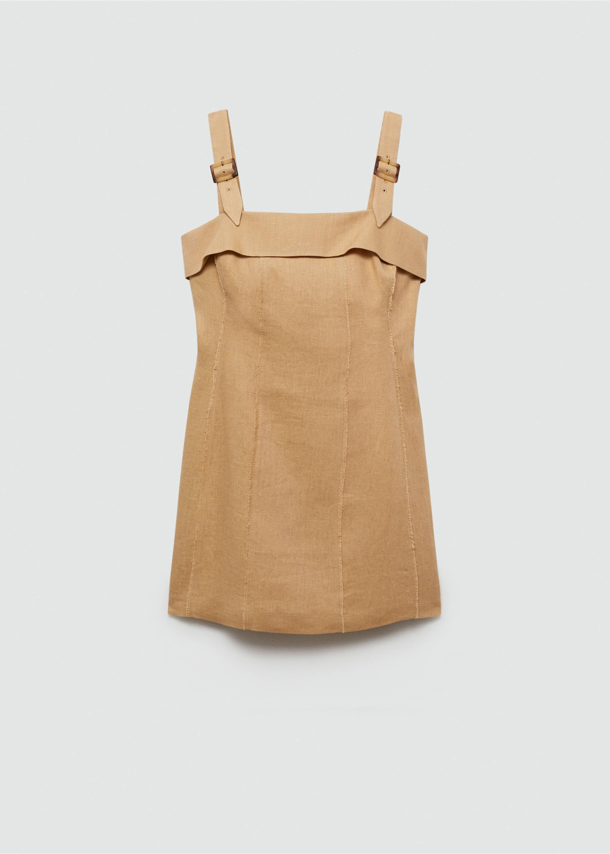 Linen dress with buckle straps - Article without model, Sand. Ref: 67038647-00.