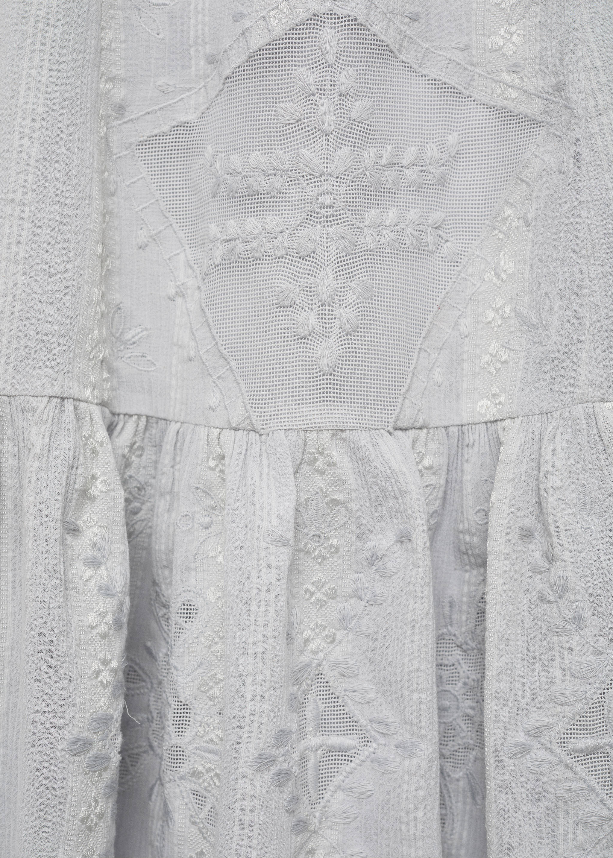 Embroidered dress with tassel detail - Details of the article 8, Aqua Green. Ref: 67038650-00.
