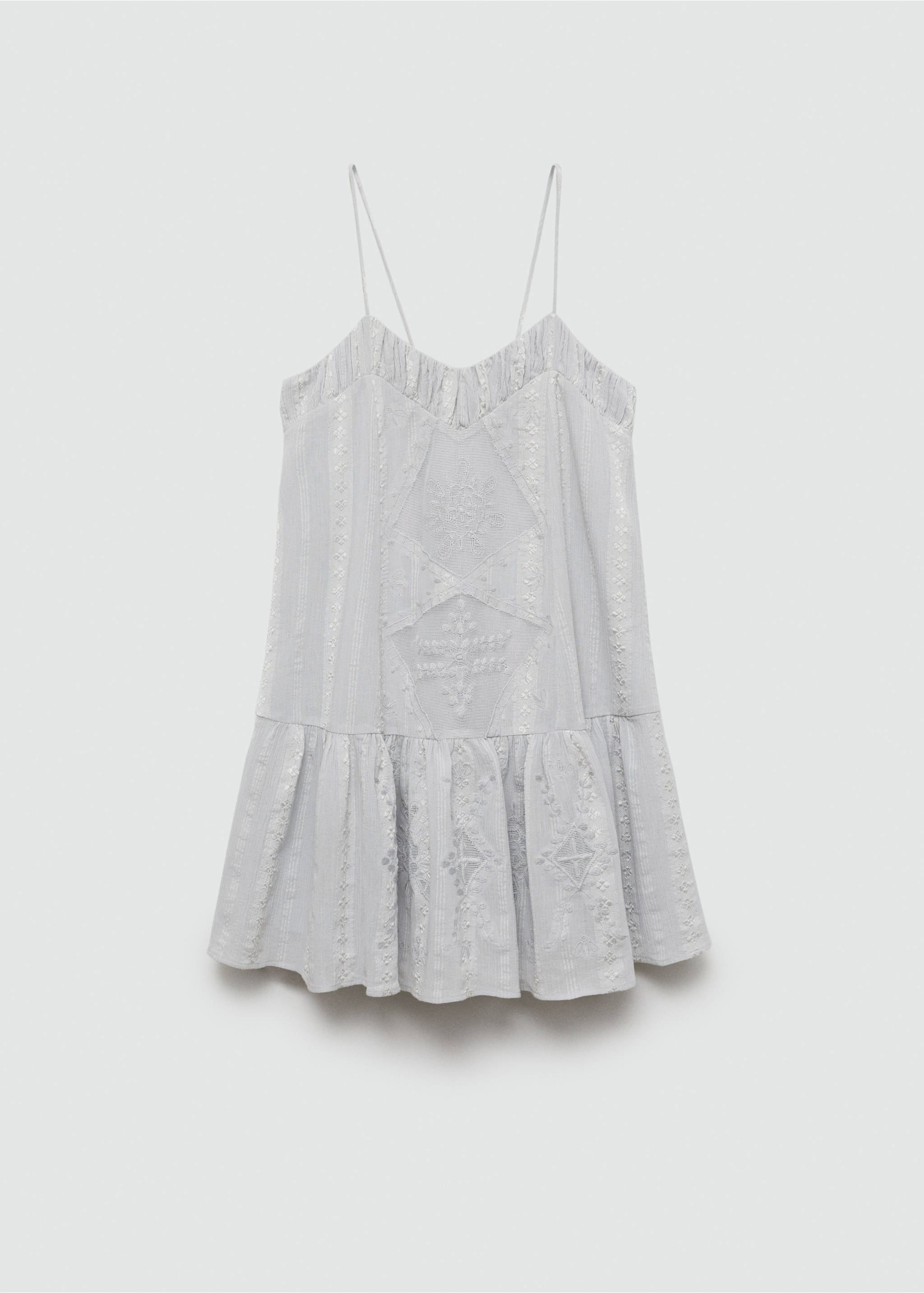 Embroidered dress with tassel detail - Article without model, Aqua Green. Ref: 67038650-00.