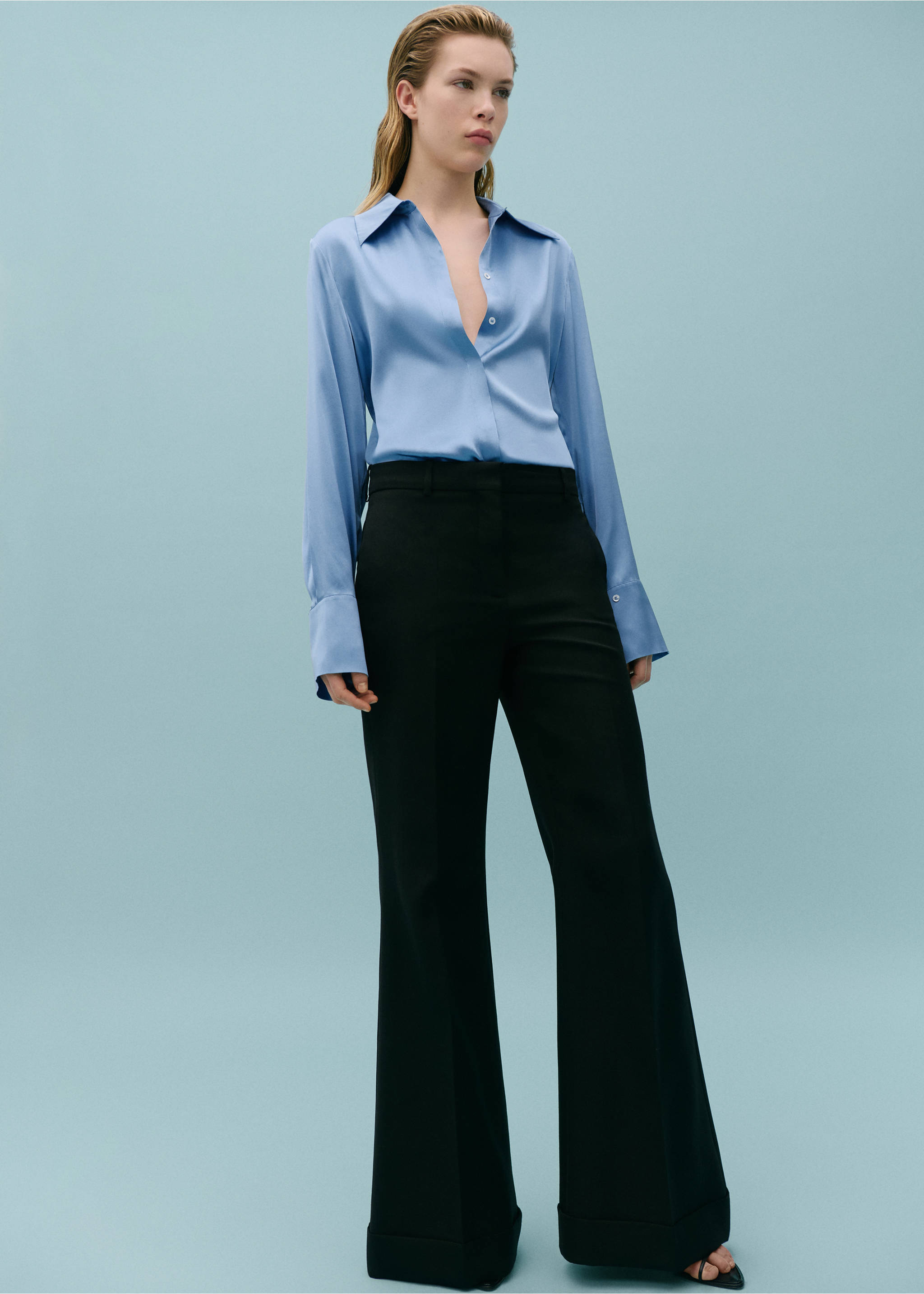 Satin silk shirt - General plane, Blue. Ref: 67038653-00.