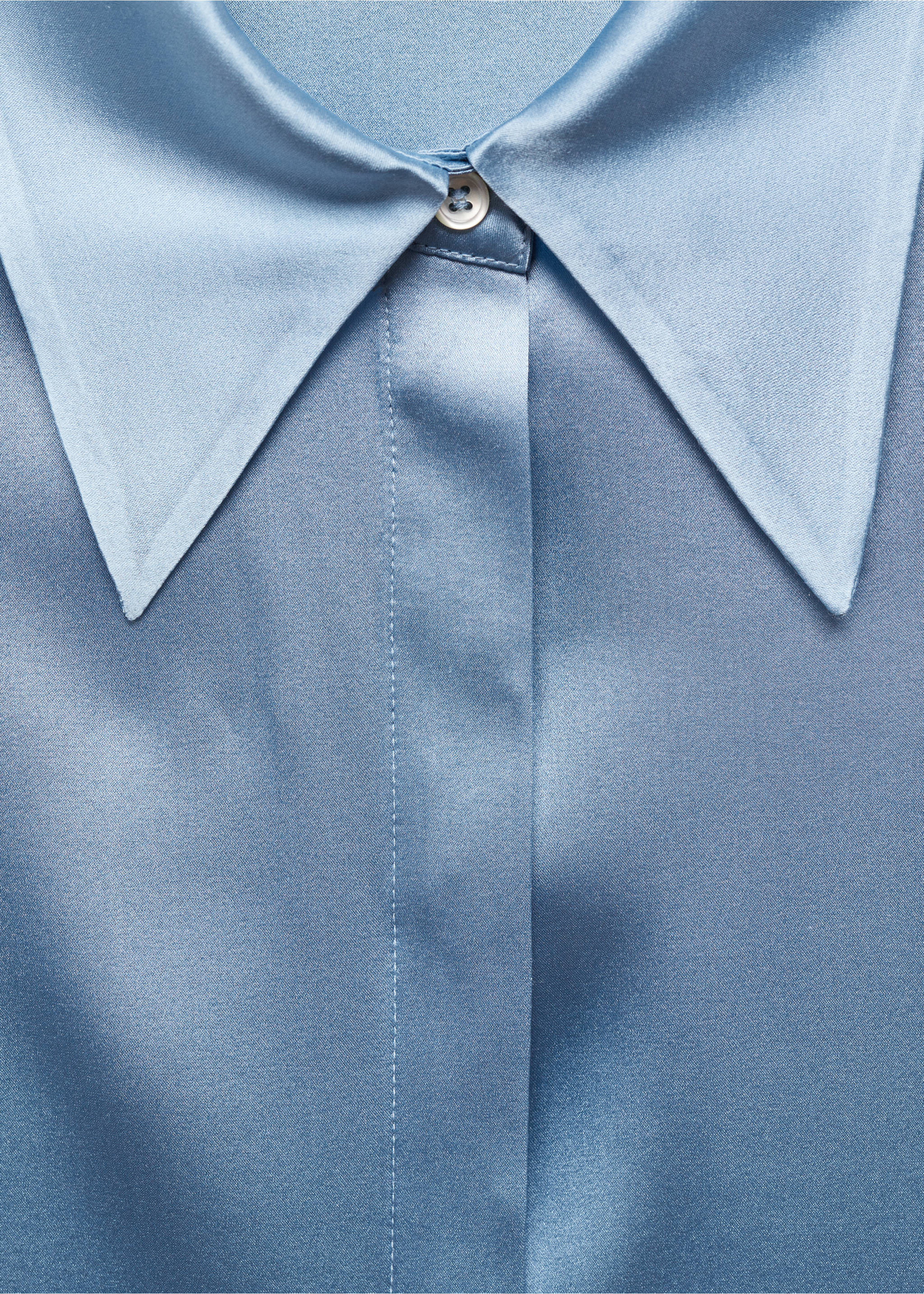 Satin silk shirt - Details of the article 8, Blue. Ref: 67038653-00.