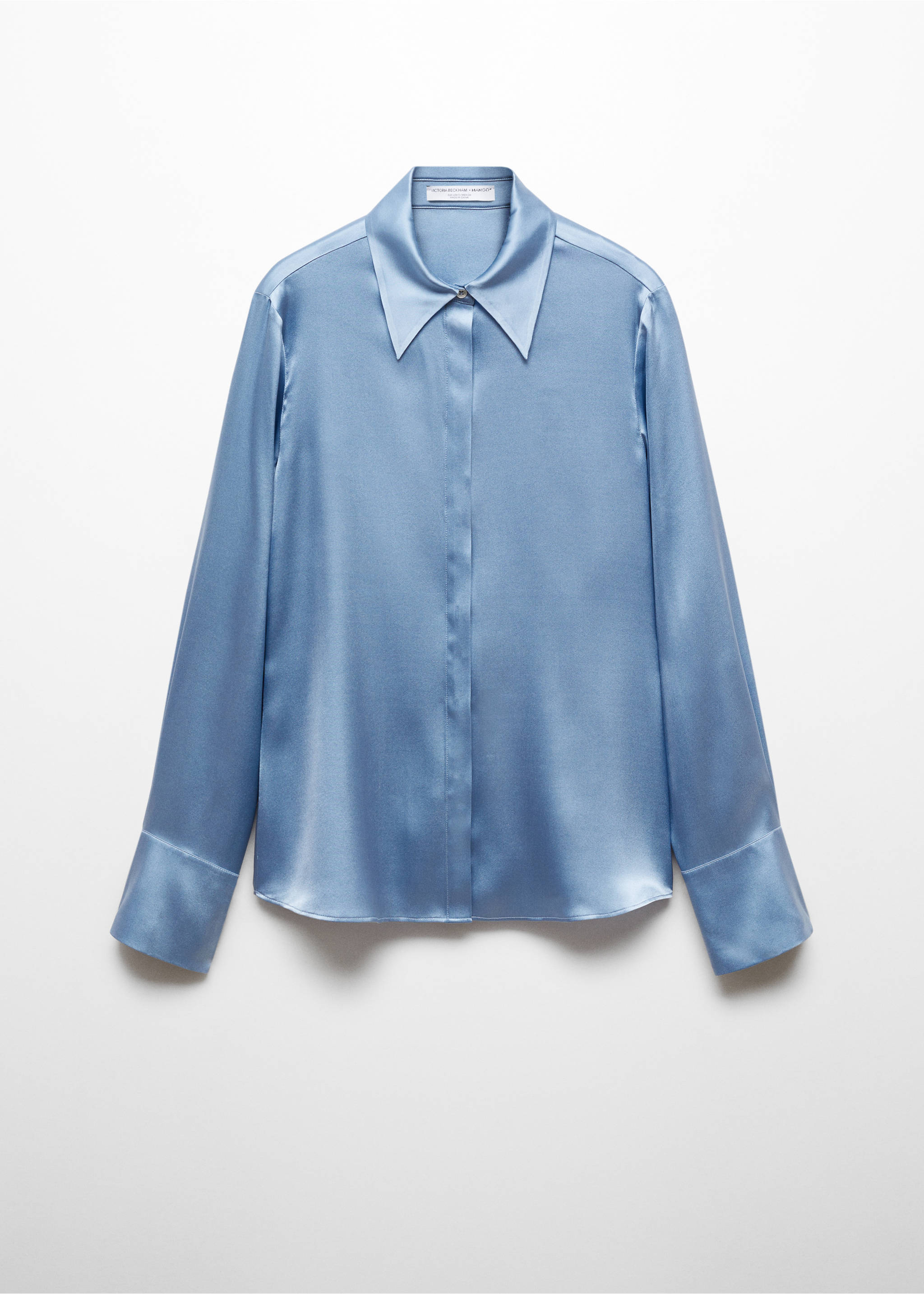 Satin silk shirt - Article without model, Blue. Ref: 67038653-00.