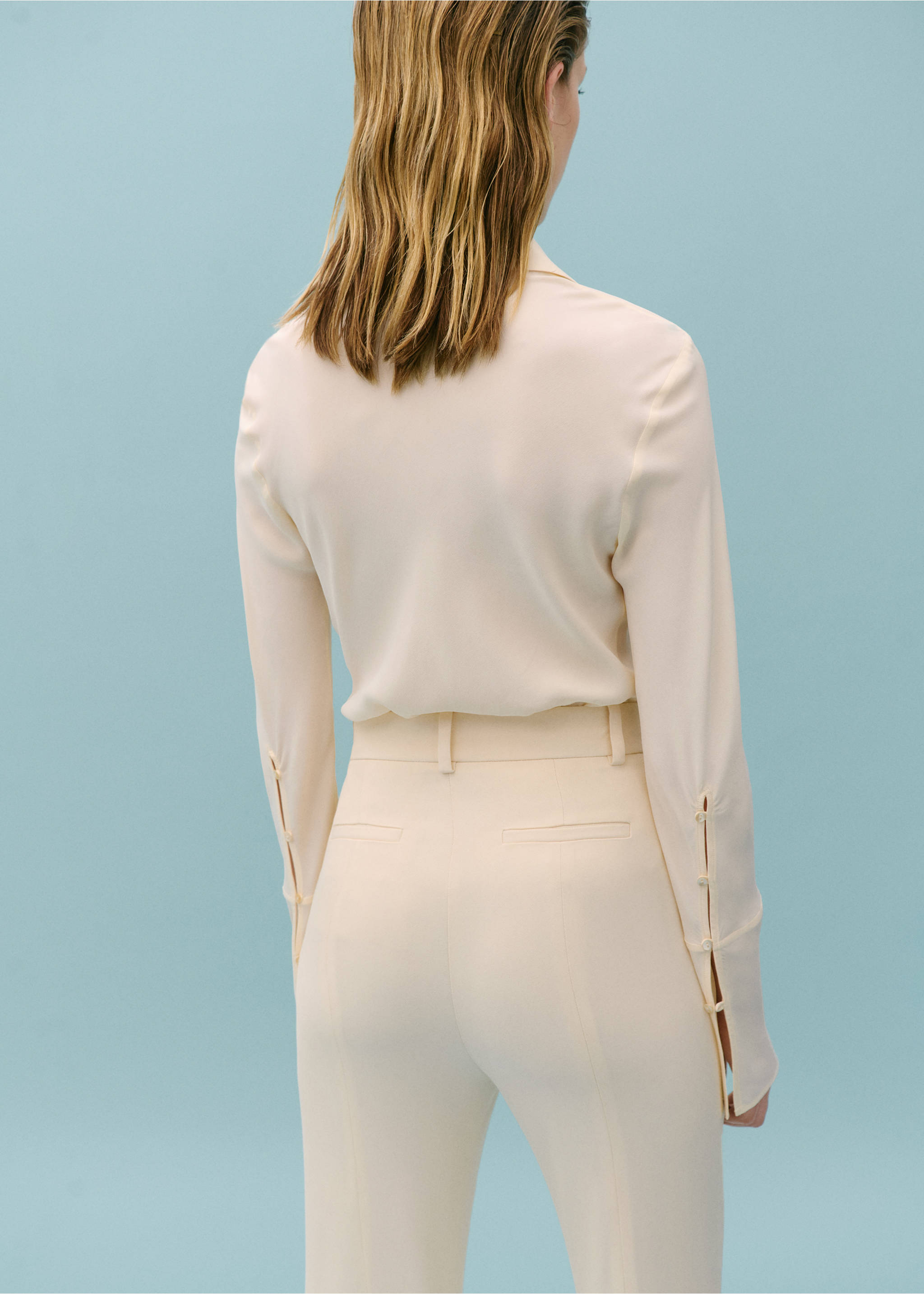 Silk-blend button-down shirt - Reverse of the article, Ecru. Ref: 67038657-00.