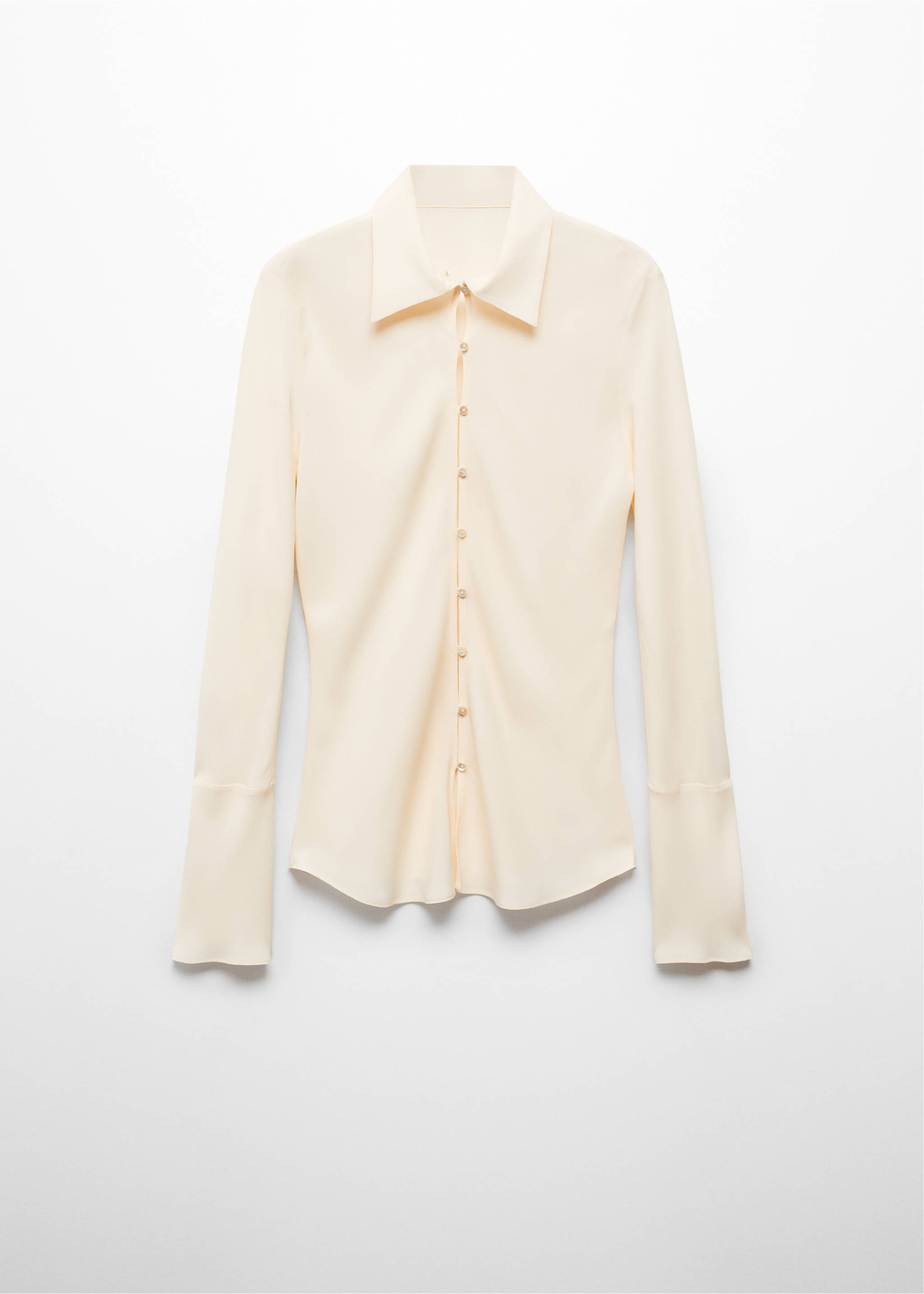 Silk-blend button-down shirt - Article without model, Ecru. Ref: 67038657-00.