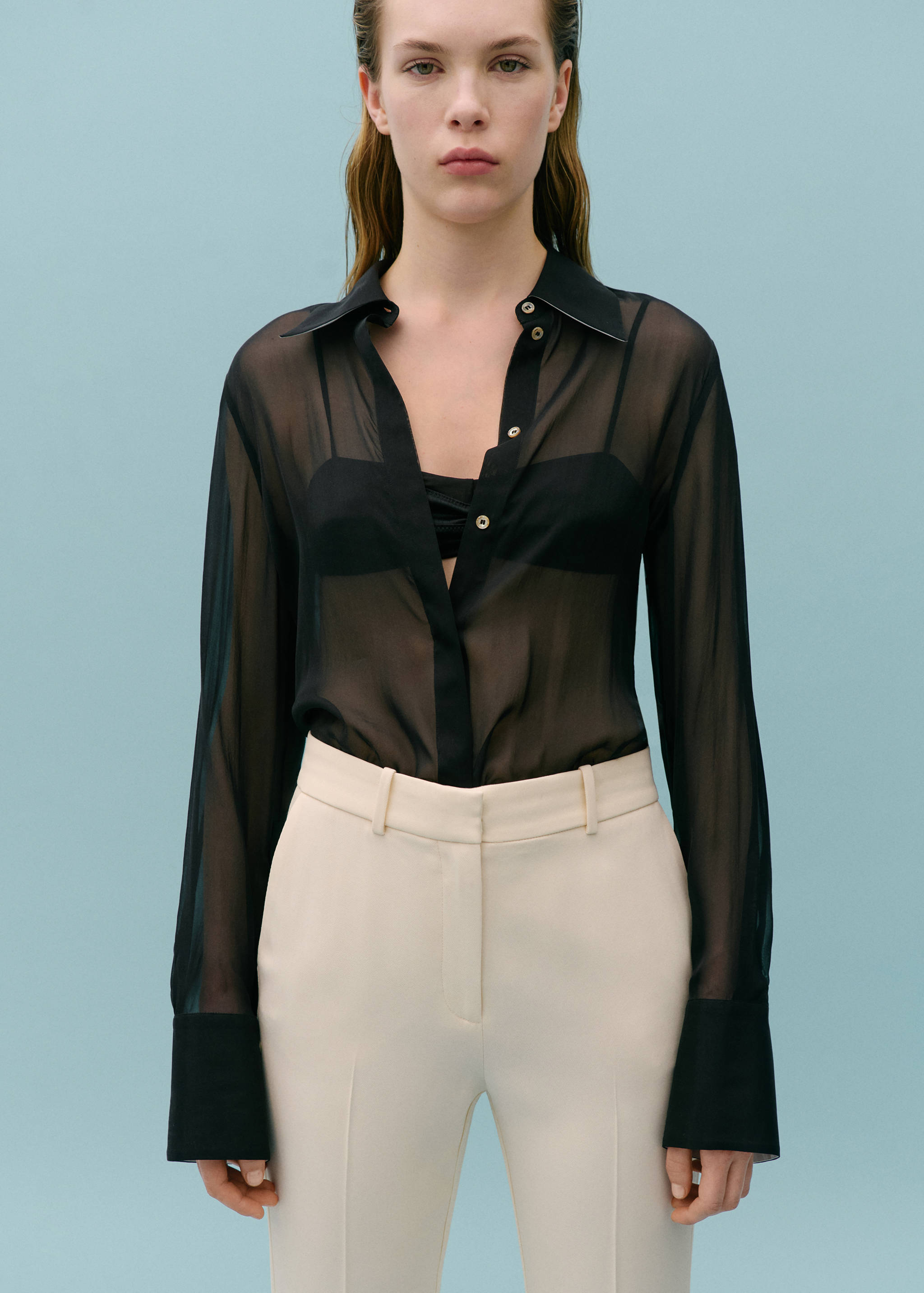 Straight mid-rise trousers - Details of the article 1