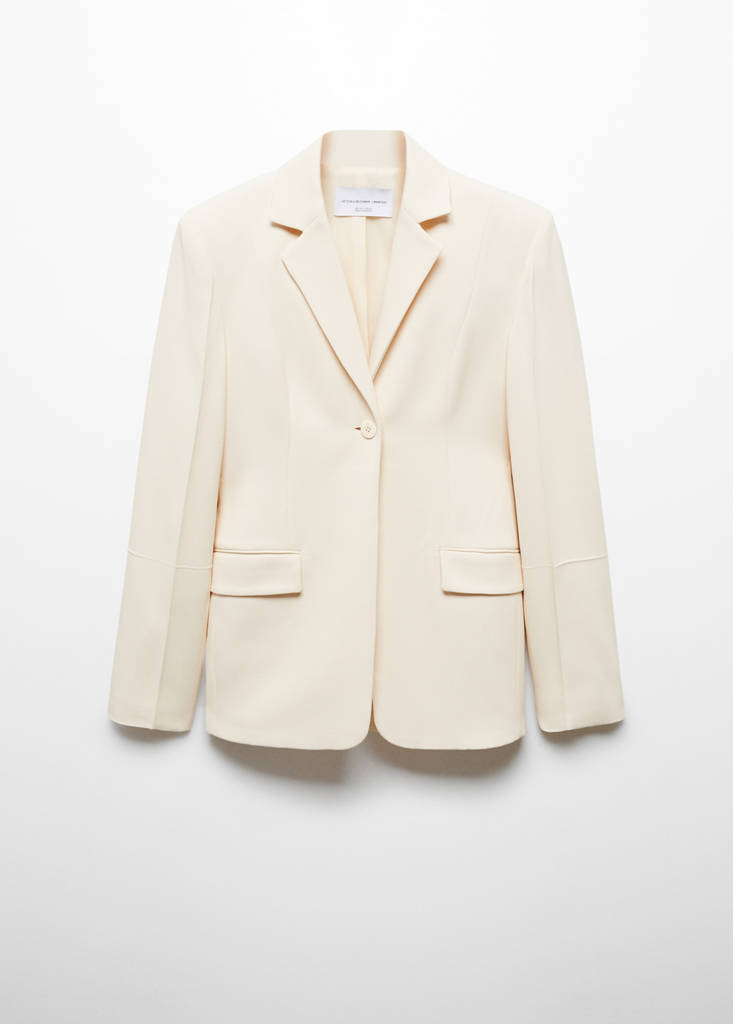 Suit jacket with decorative stitching — Ecru