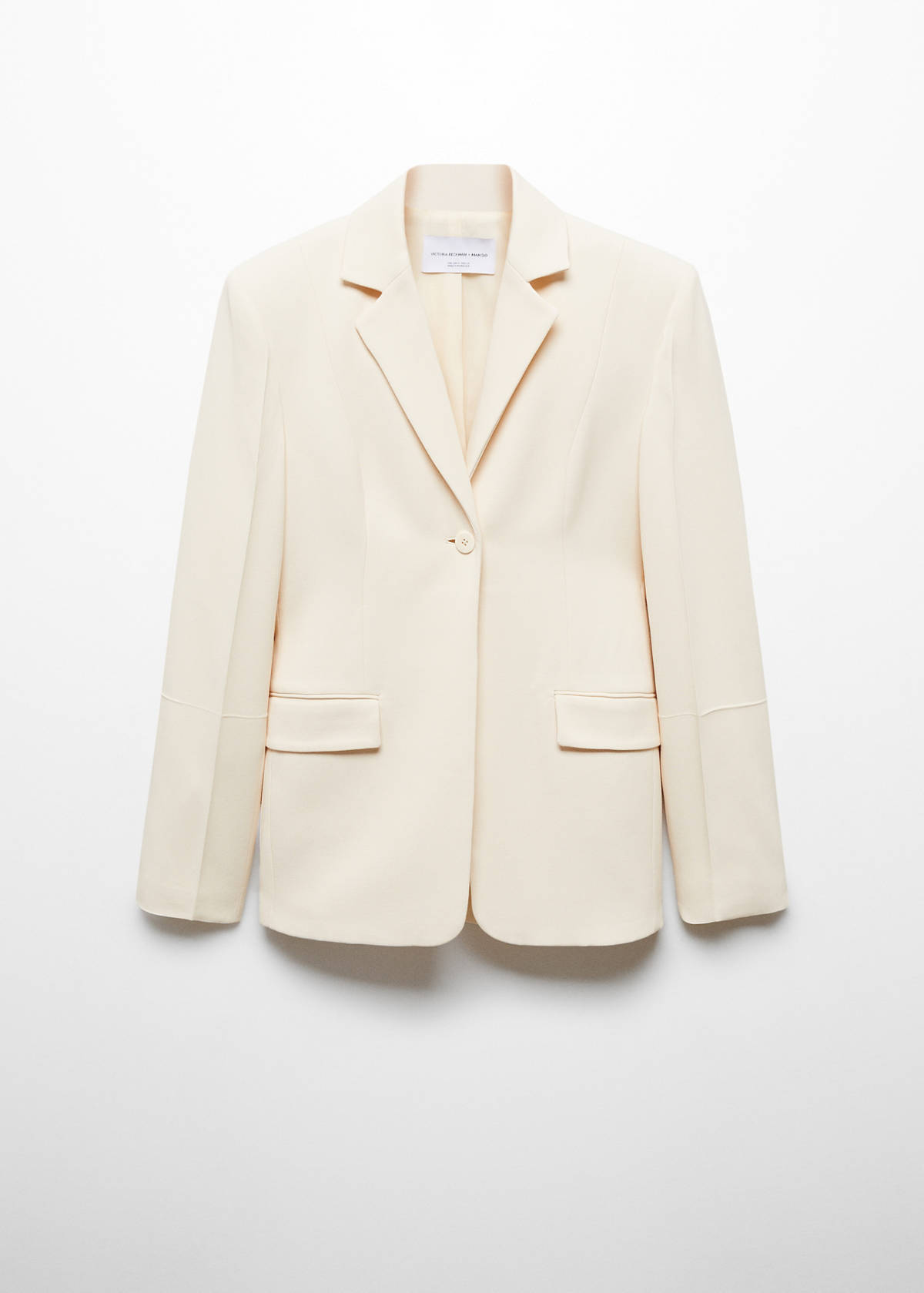 Suit jacket with decorative stitching — Ecru