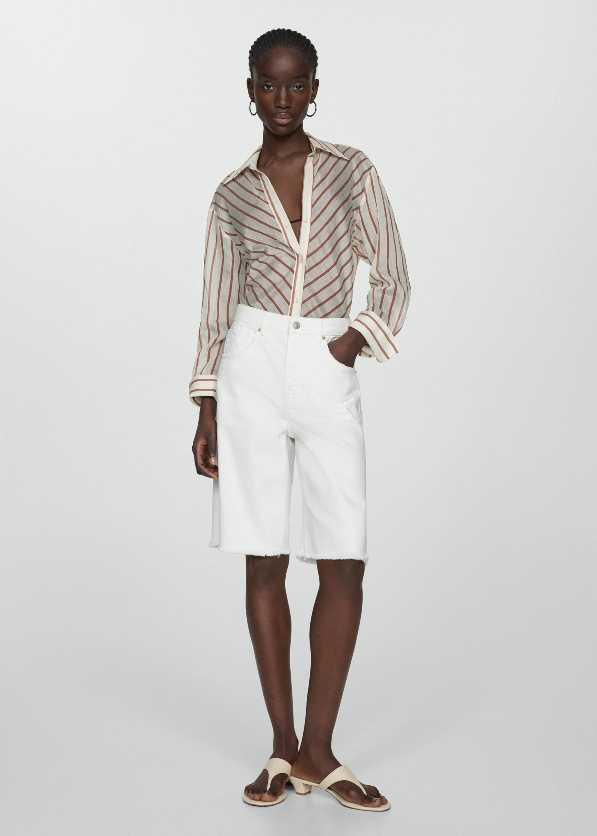 Straight-fit denim bermuda shorts - General plane