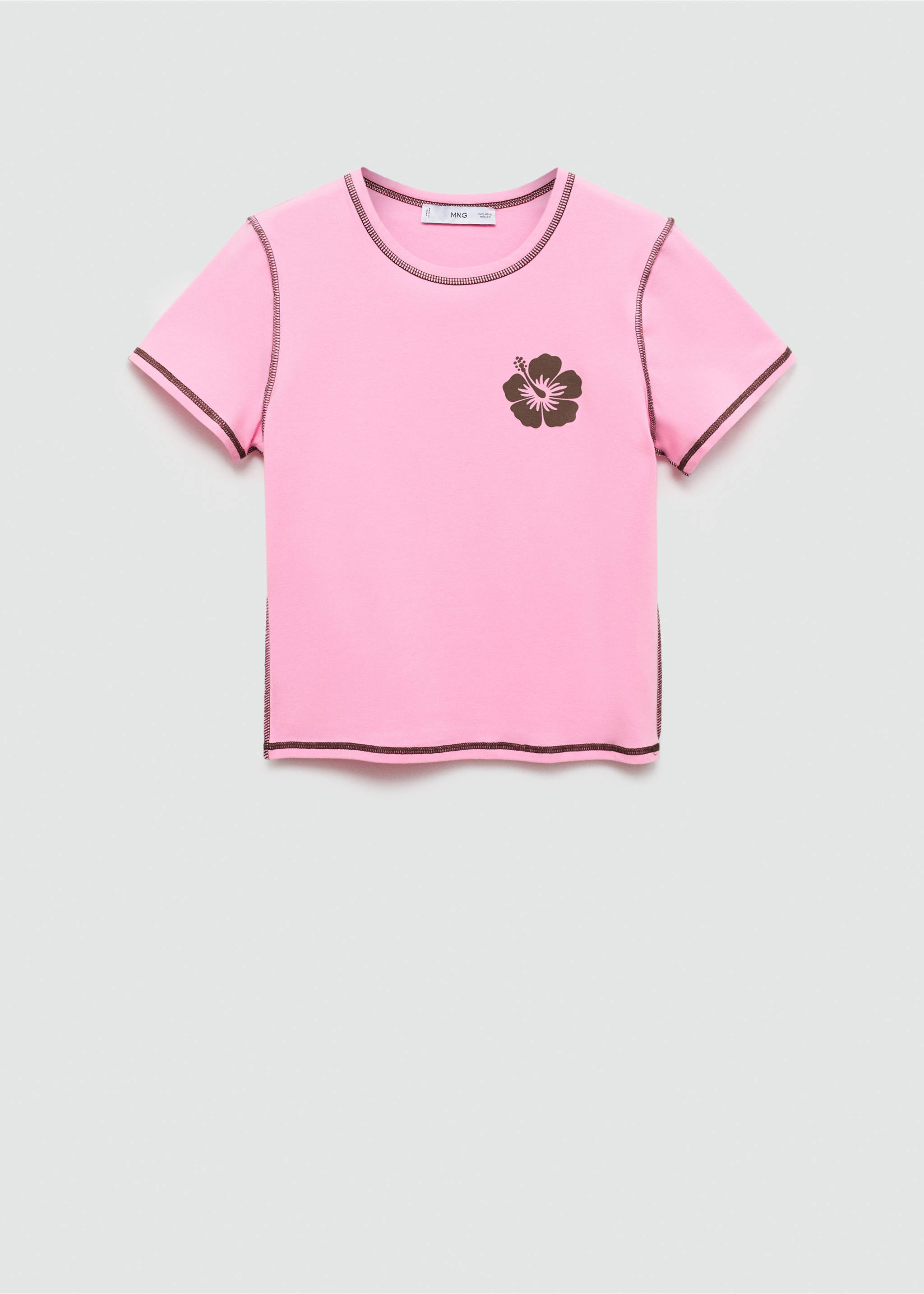 Camiseta crop estampada - Artículo sin modelo, Rosa pastel. Ref: 67039232-00.