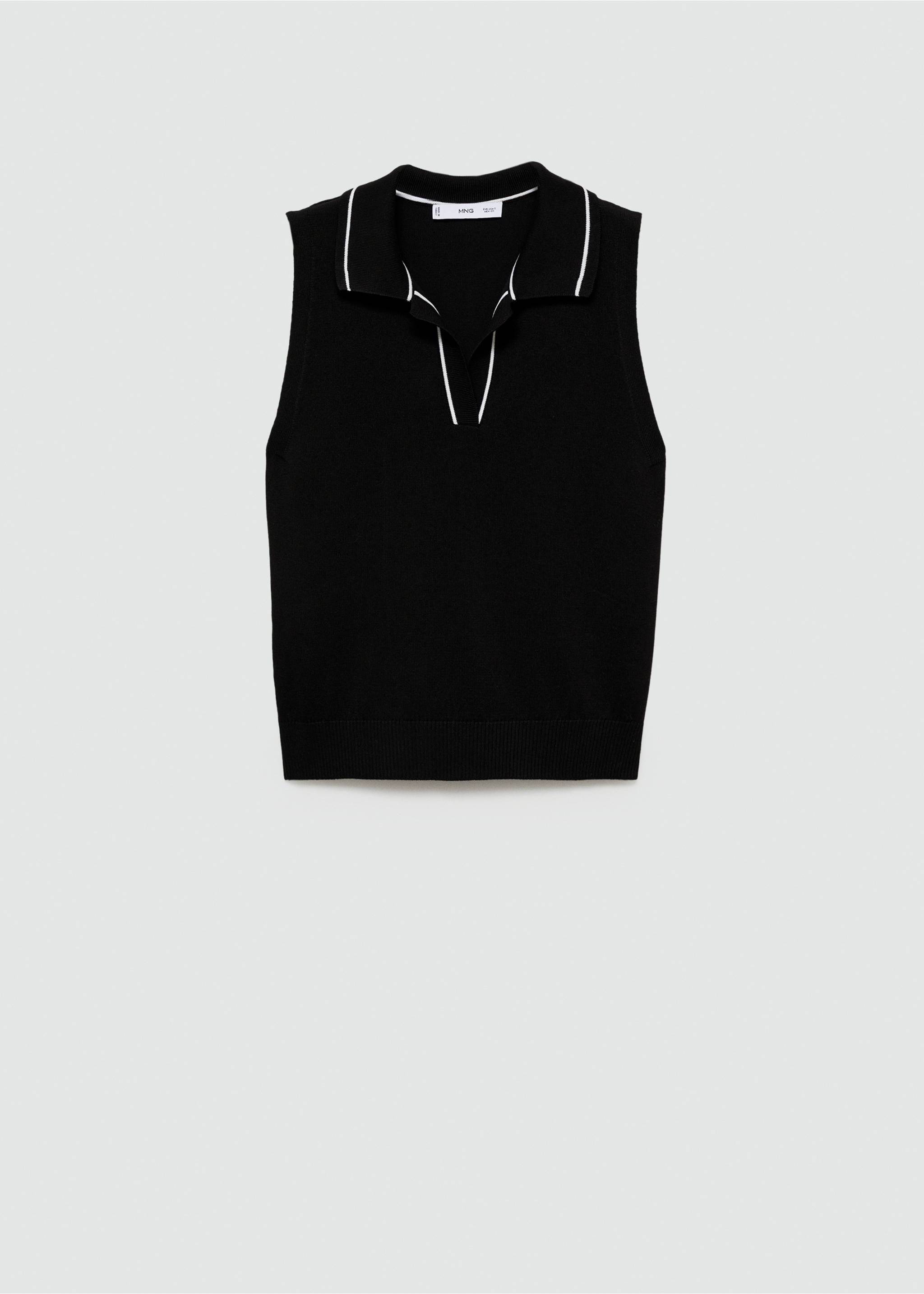 Top maille col polo - Article sans modèle, Noir. Ref: 67039405-00.